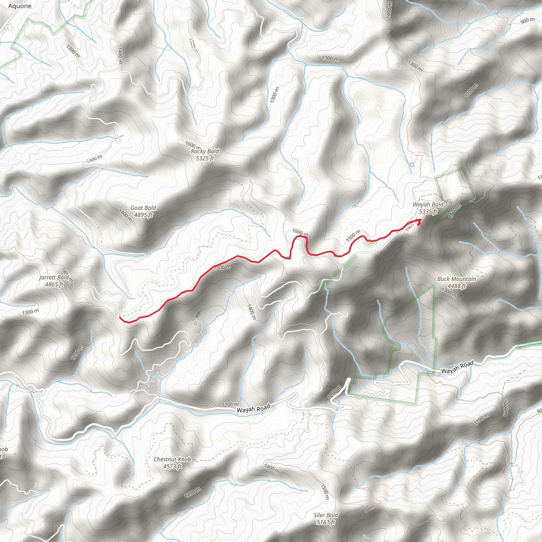 Wayah Bald - Bartram Trail mobile static map