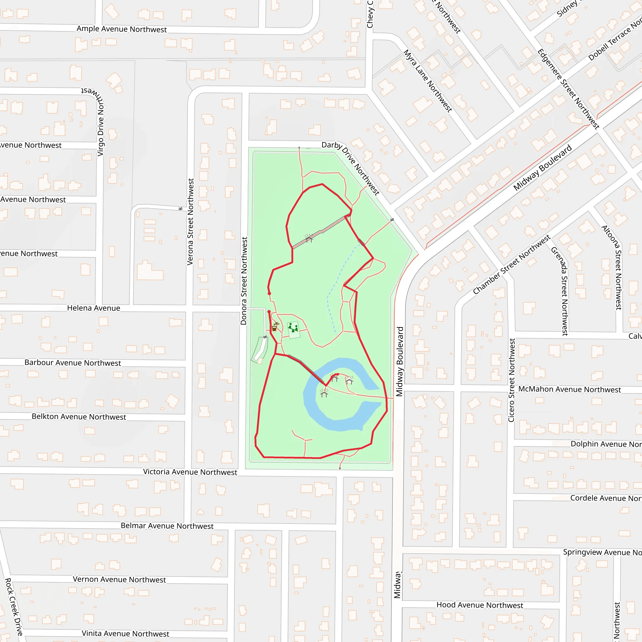 Kiwanis Lake and Park Loop mobile static map