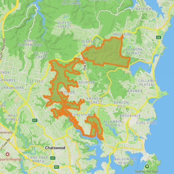 Garigal National Park mobile static map