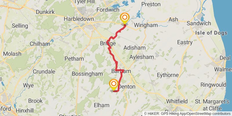 Southampton to Sandwich Walk stage 18 Map