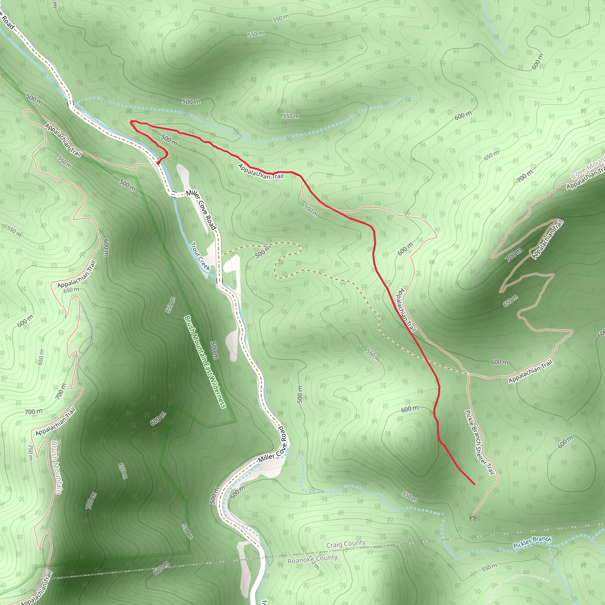 Pickle Branch Shelter via Appalachian Trail mobile static map