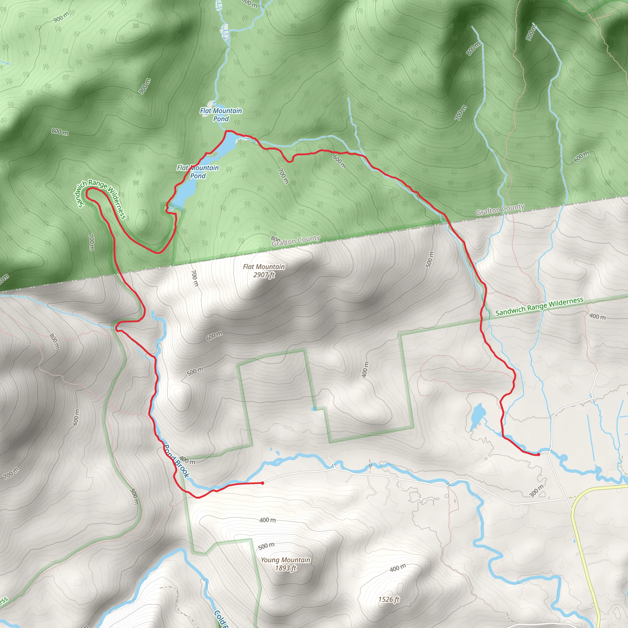 Flat Mountain Pond Trail mobile static map