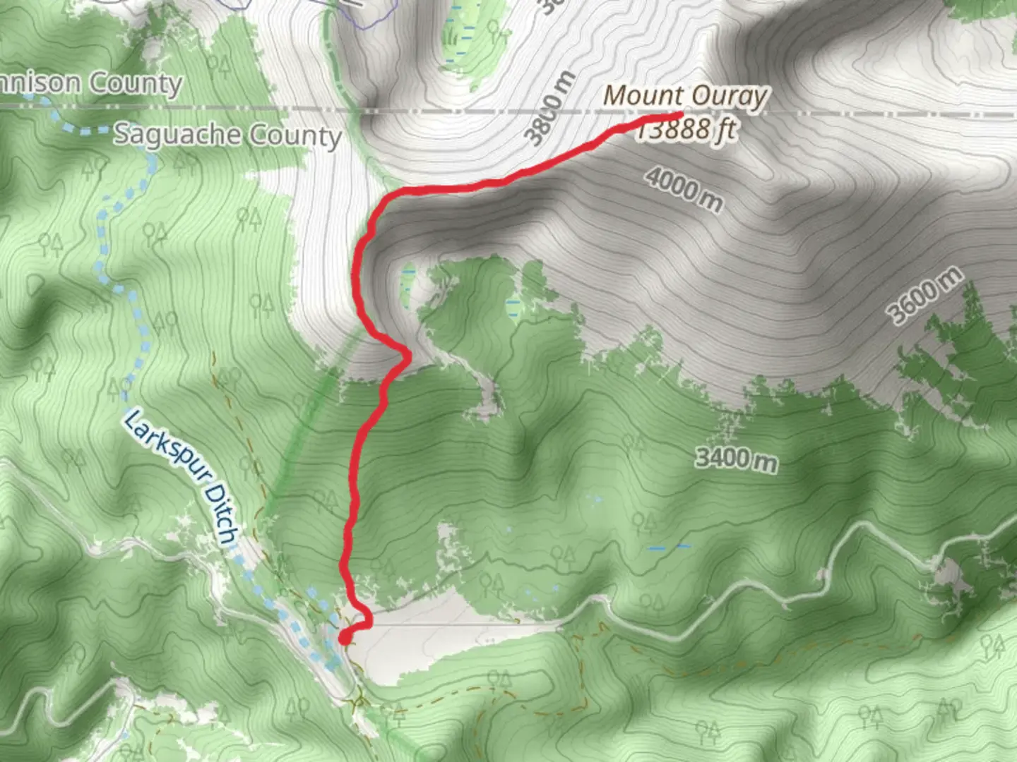 An image depicting the trail Mount Ouray from Marshalls Pass Road and its surrounding area.