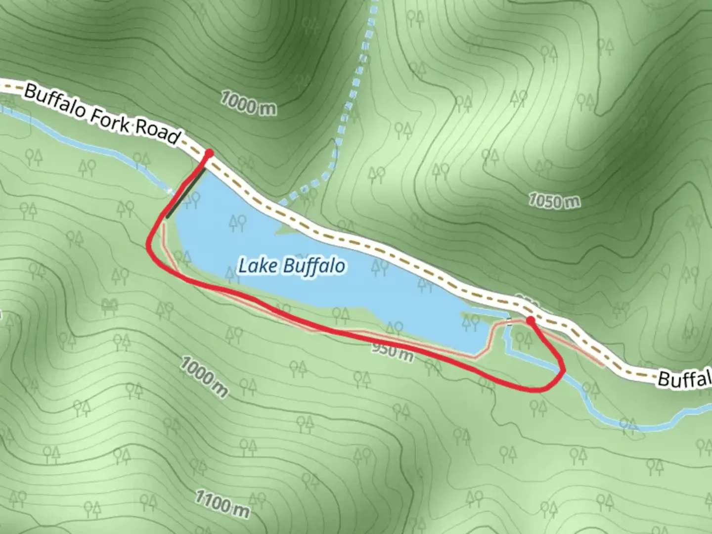 An image depicting the trail Lake Buffalo Trail and its surrounding area.
