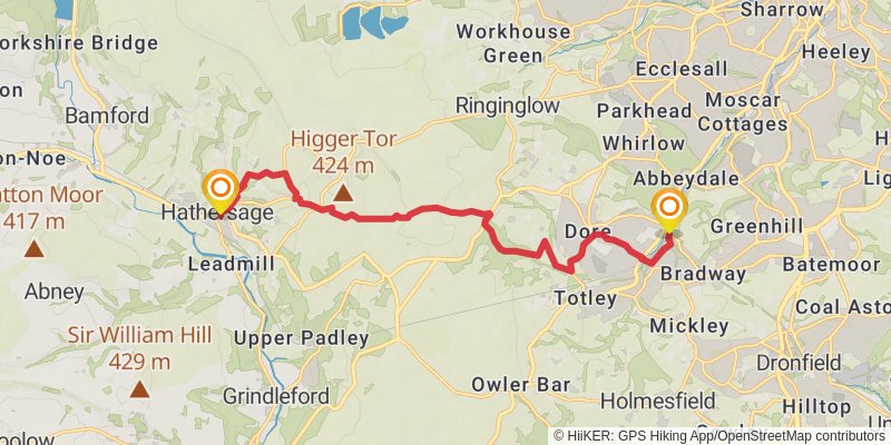 Bell Walk from Dronfield stage 2 Map