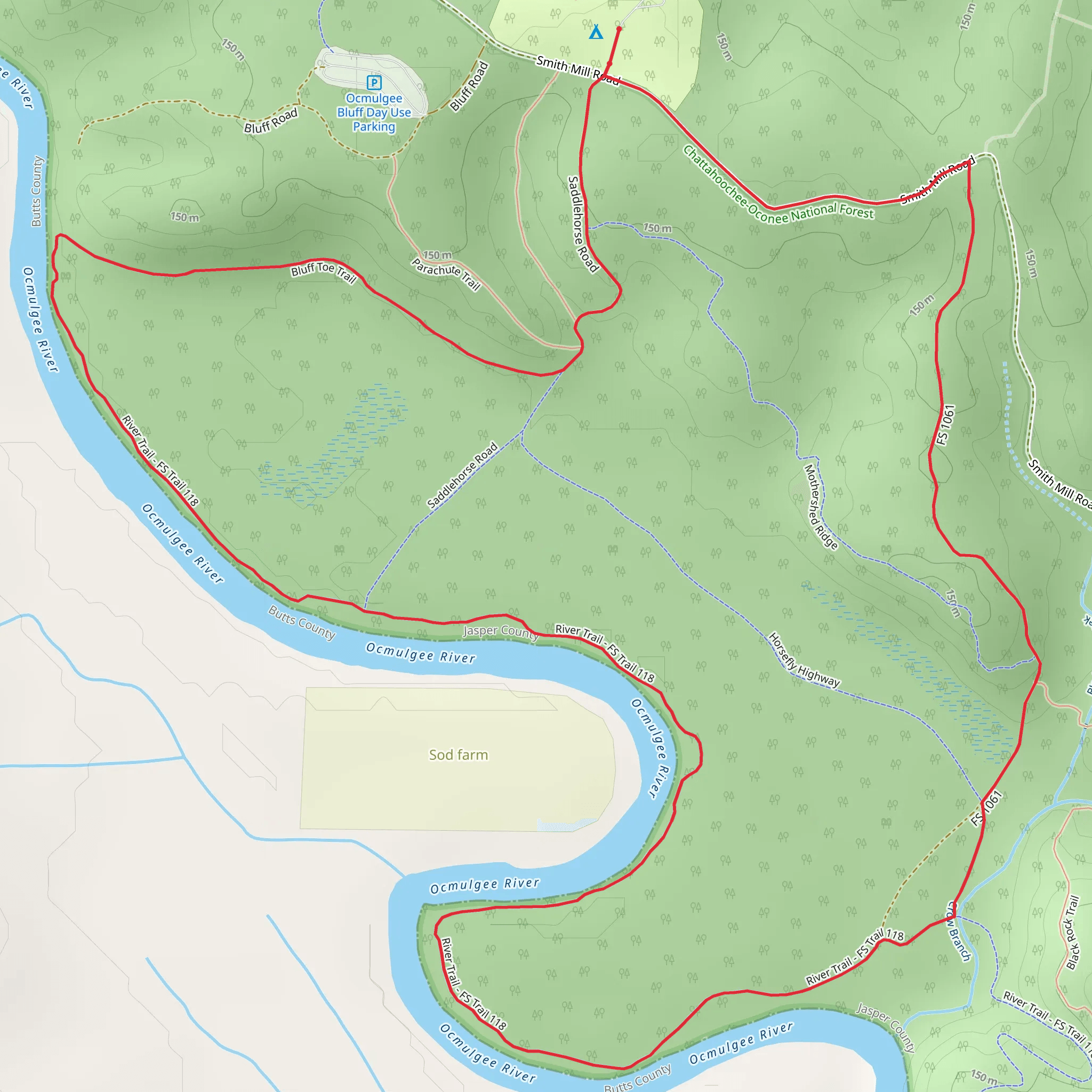 Bluff Toe and River Loop Trail mobile static map