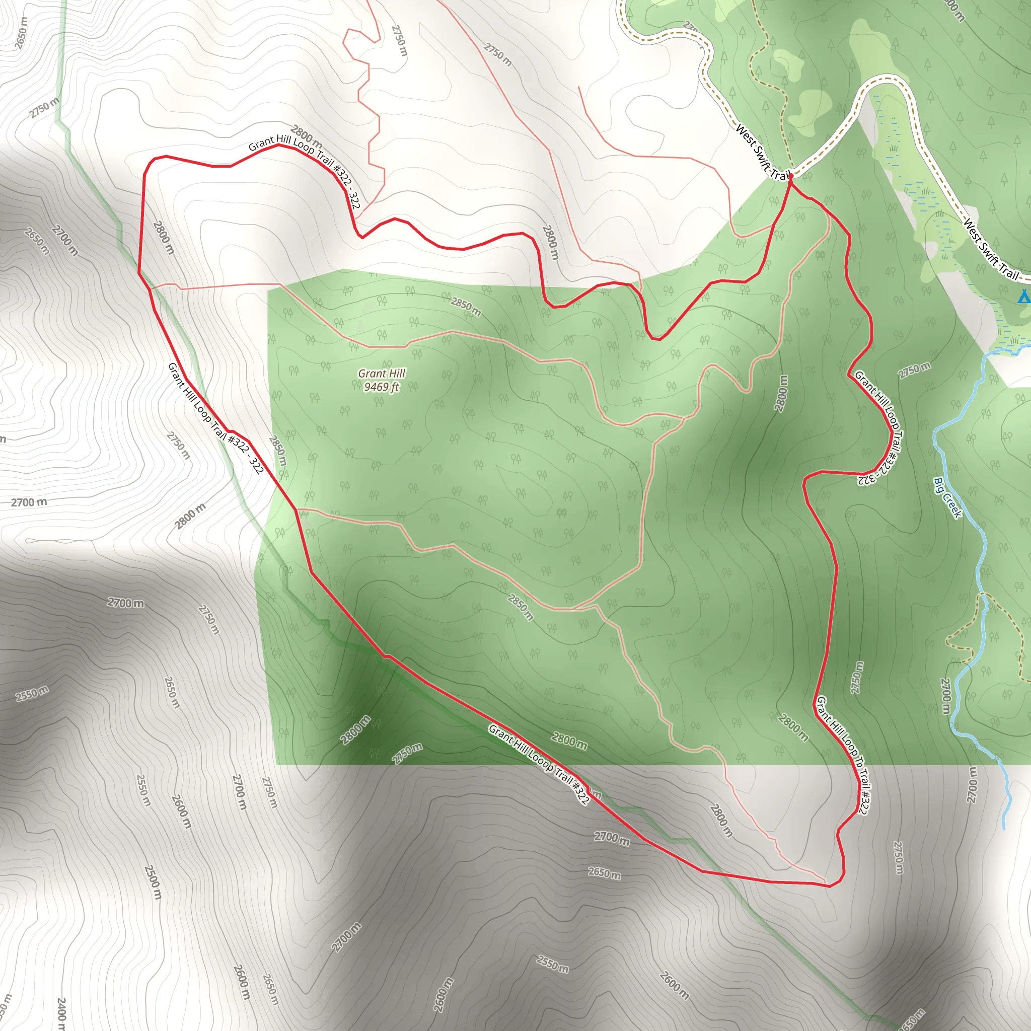 Grant Hill Loop Trail mobile static map