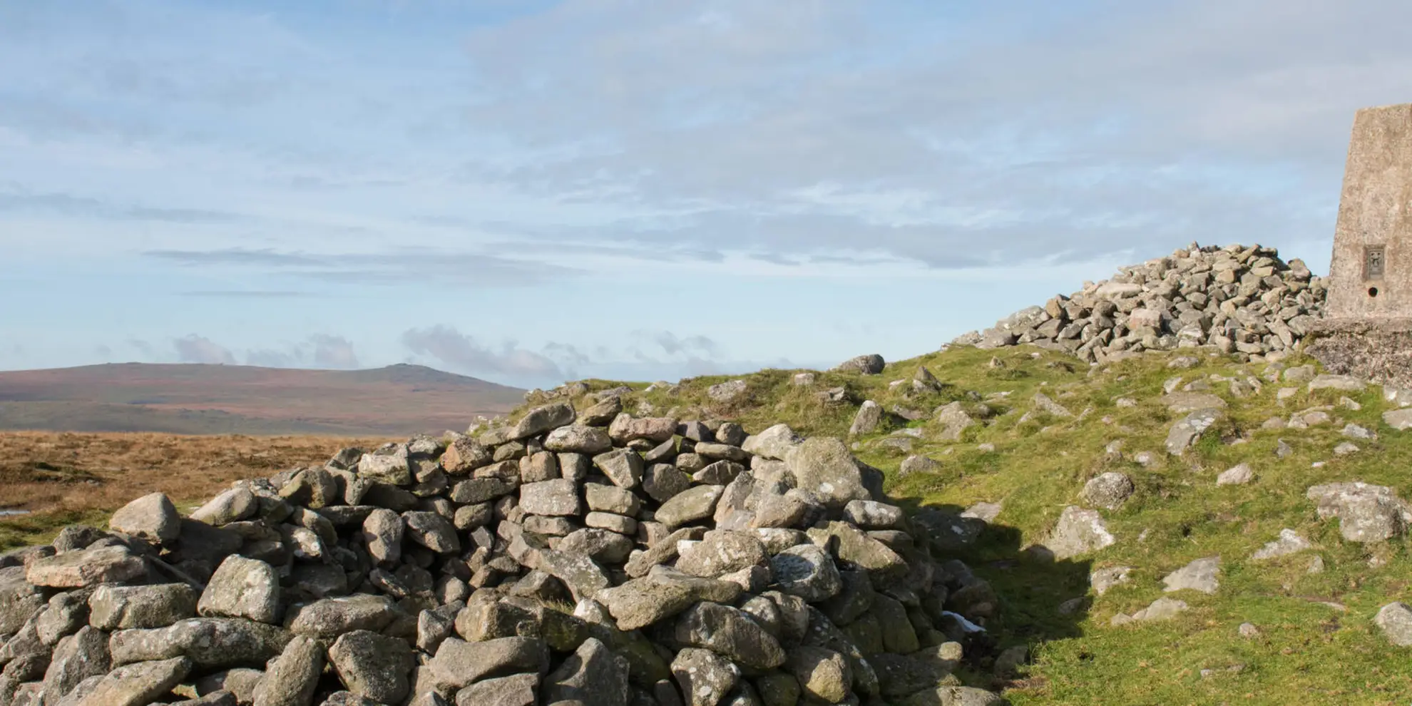 An image depicting the trail Cosdon Beacon from South Zeal and its surrounding area.