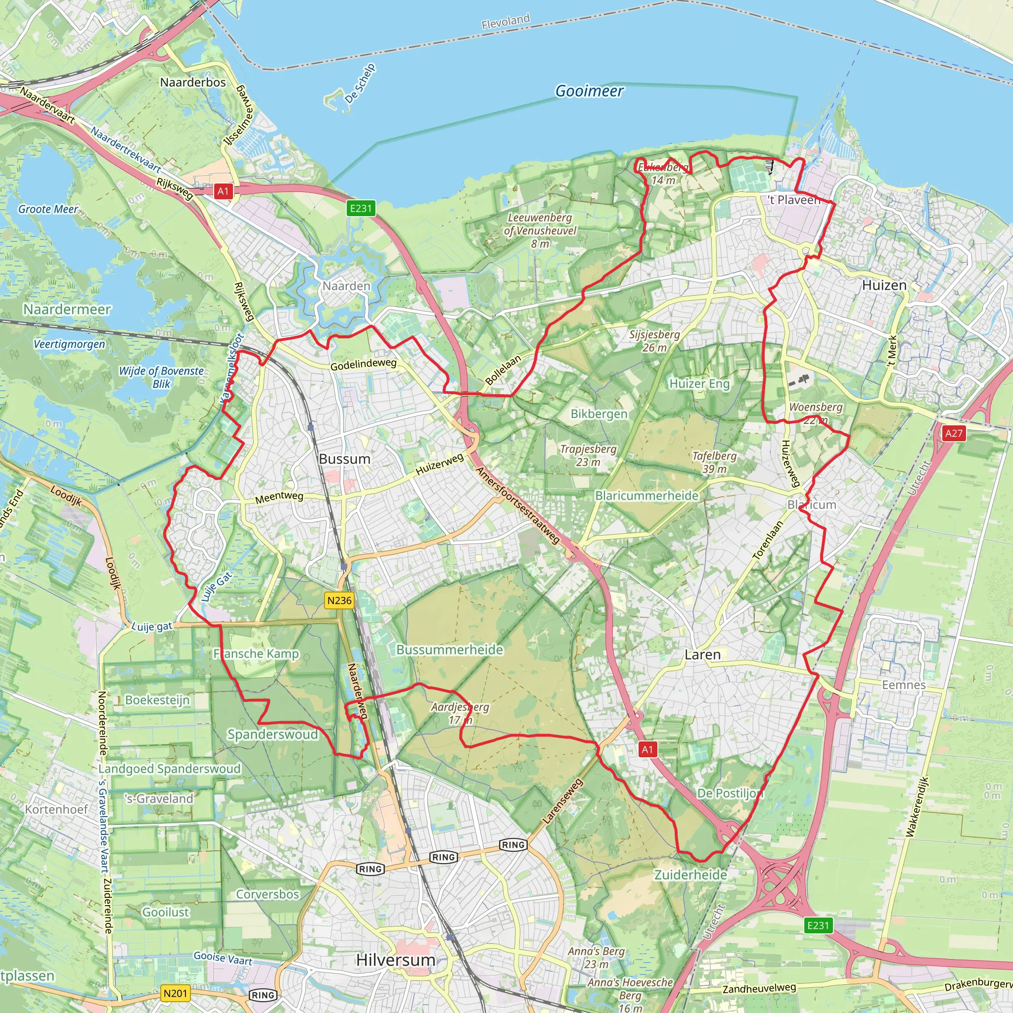 Spanderswoud, Westerheide, Limitsche Heide and Openluchtmuseum Loop mobile static map