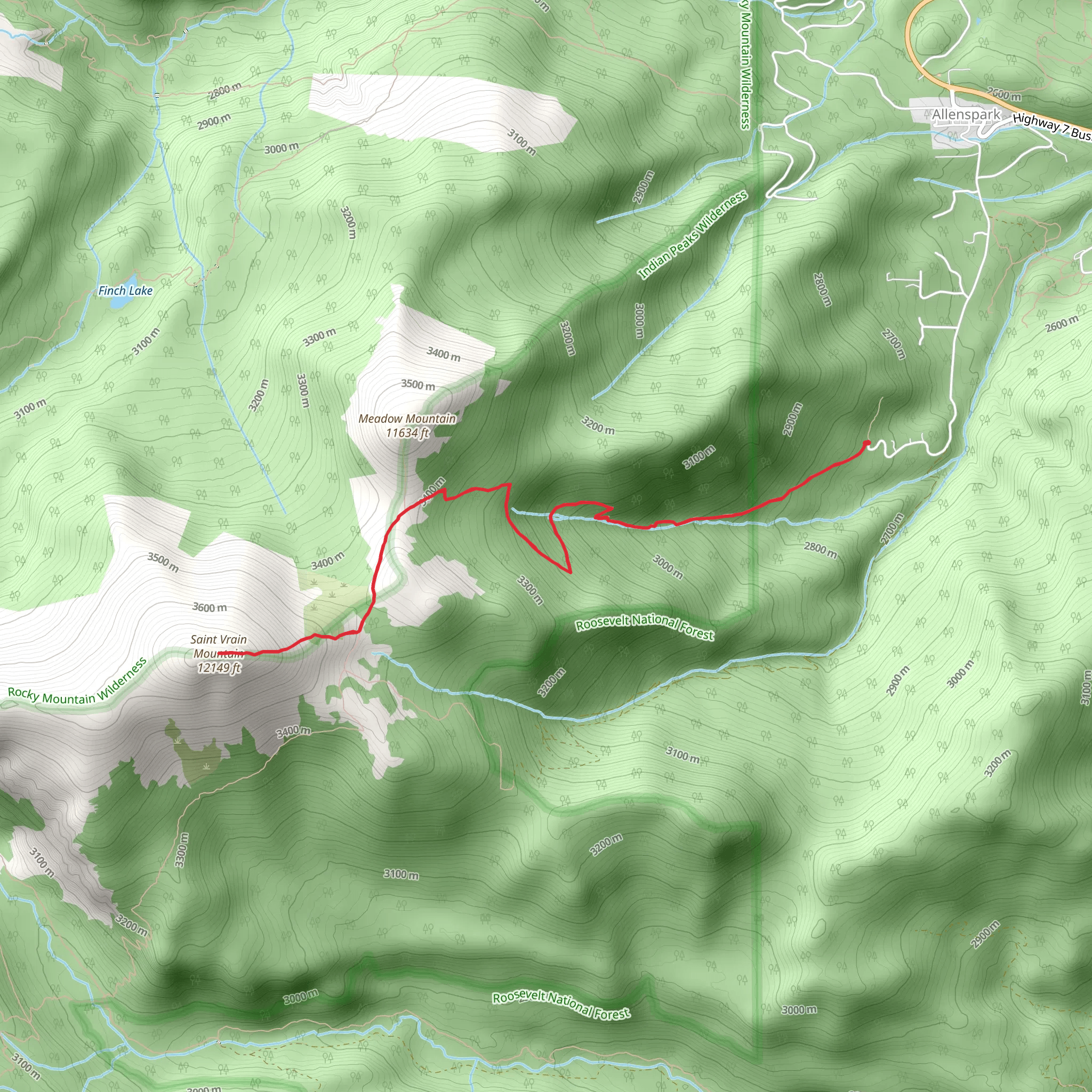 Saint Vrain Mountain Trail mobile static map