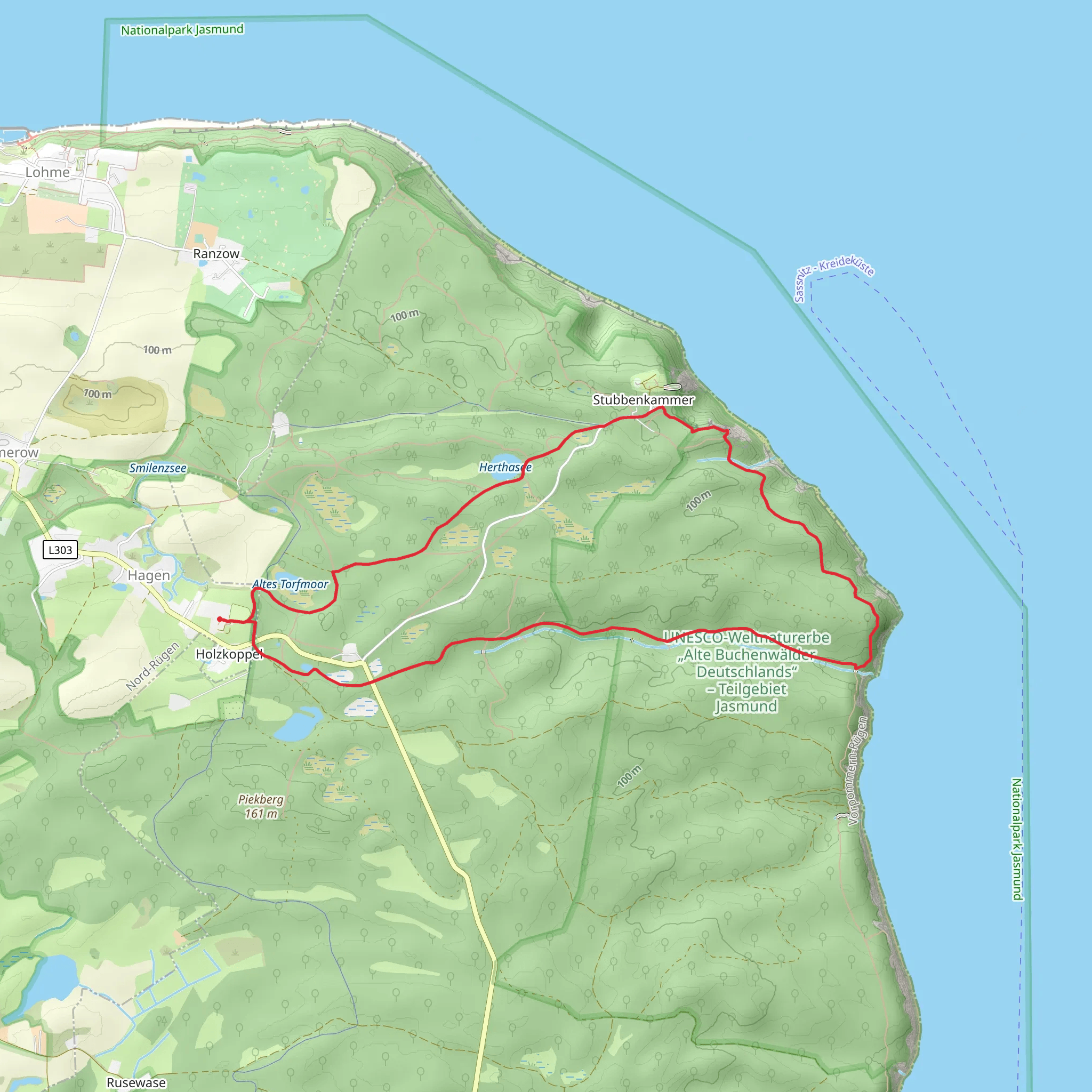Herthasee and Victoria-Sicht via Nebenwanderweg mobile static map