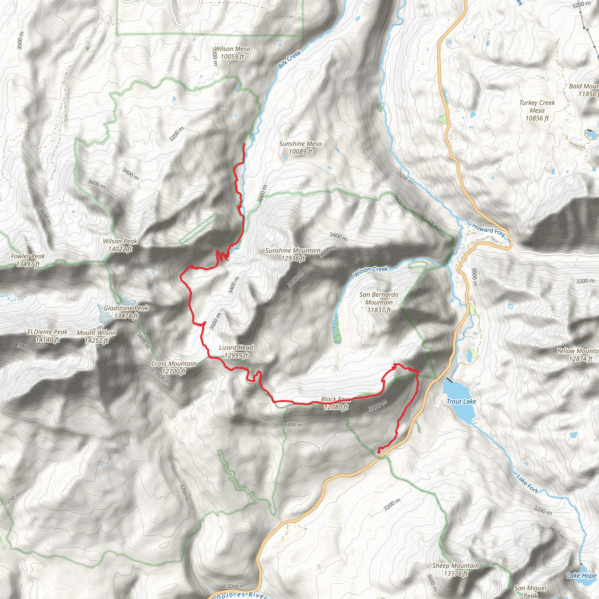 Lizard Head Trail mobile static map