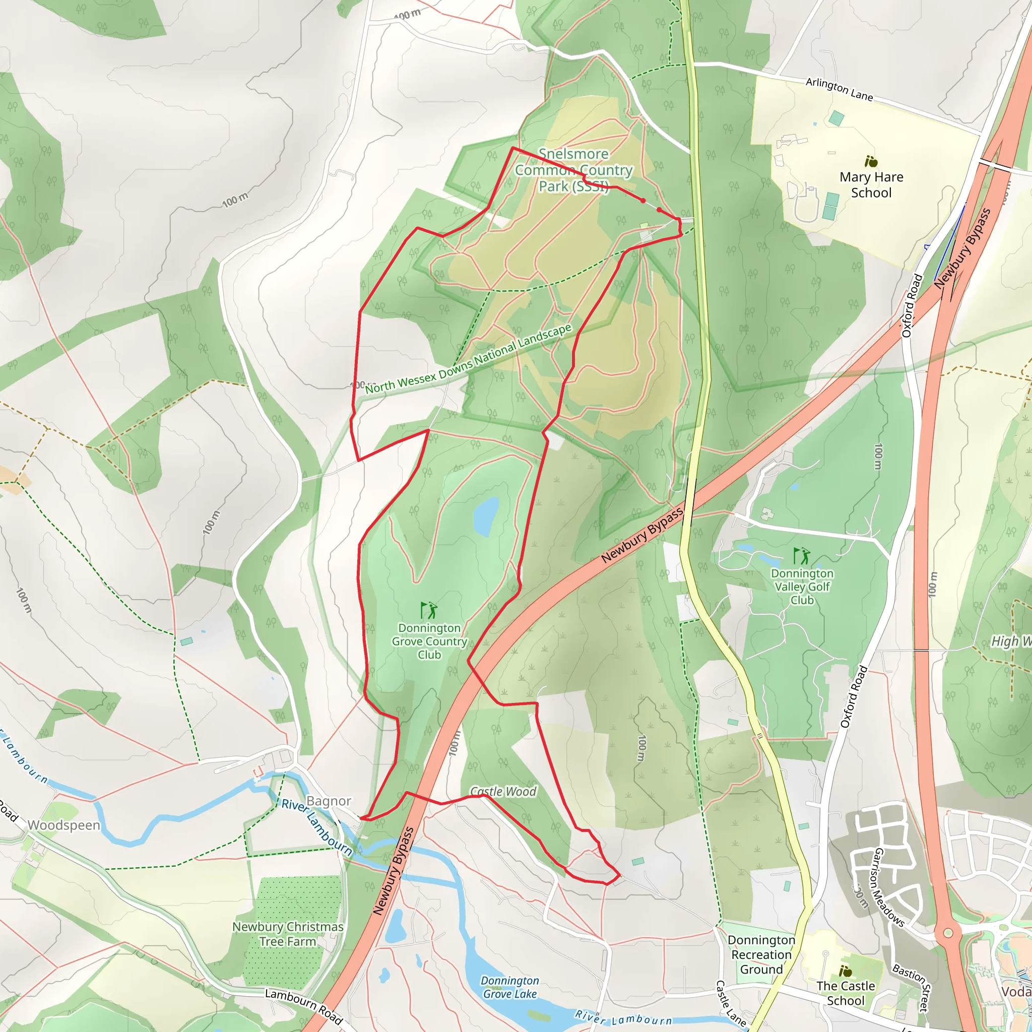Snelsmore Common Country Park Loop mobile static map
