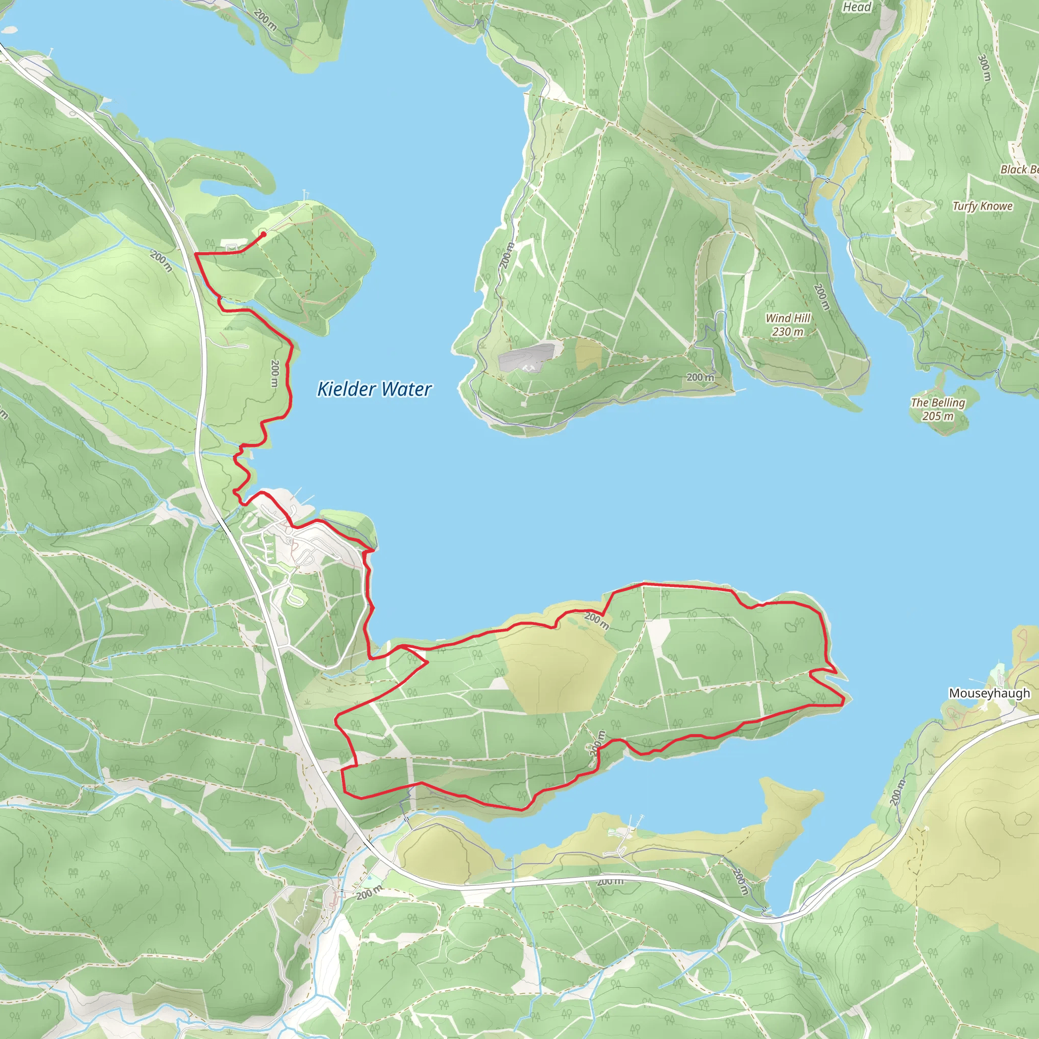 Leaplish Waterside Park and Bull Crag Peninsula from Hawkhirst South Camp mobile static map