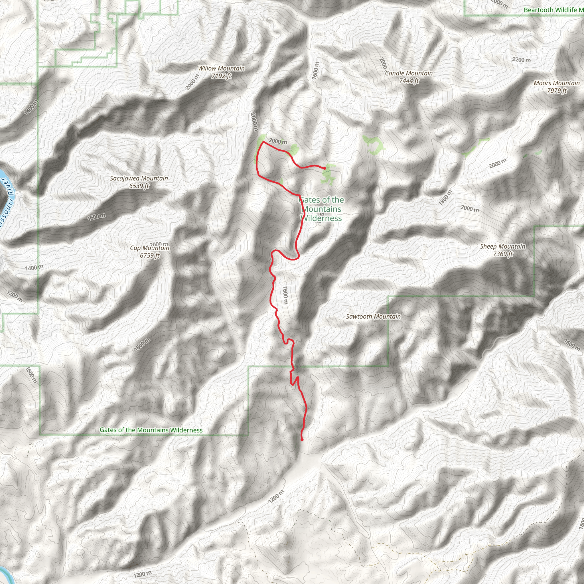 Kennedy Spring via Hunters Gulch mobile static map