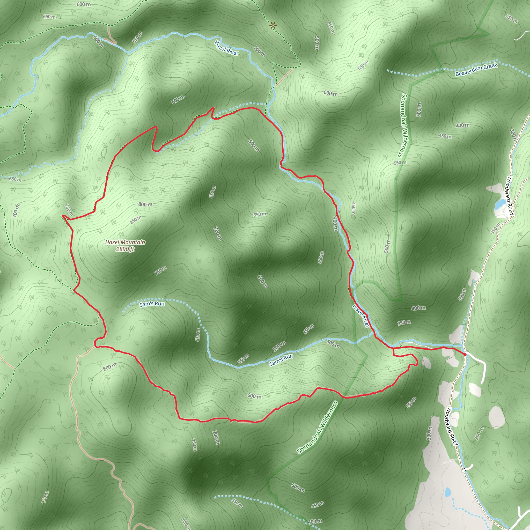 Hazel River and Sam's Ridge Loop Trail mobile static map