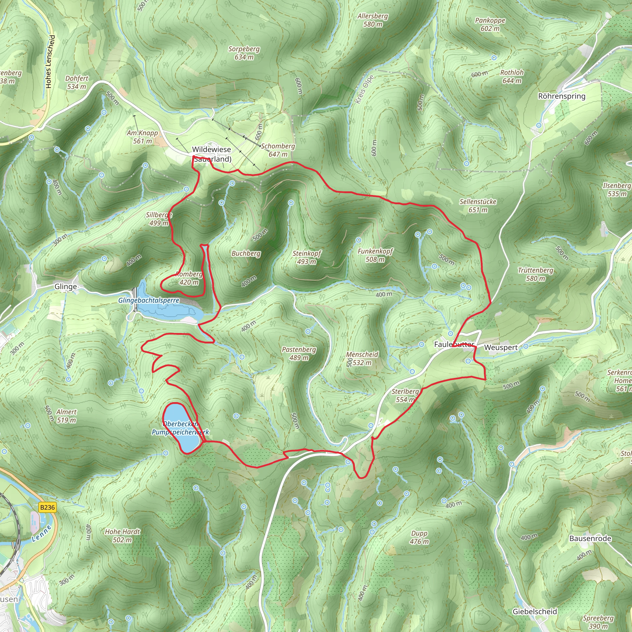 Wildewiese Loop via Oberbecken Pumpseicherwerk mobile static map