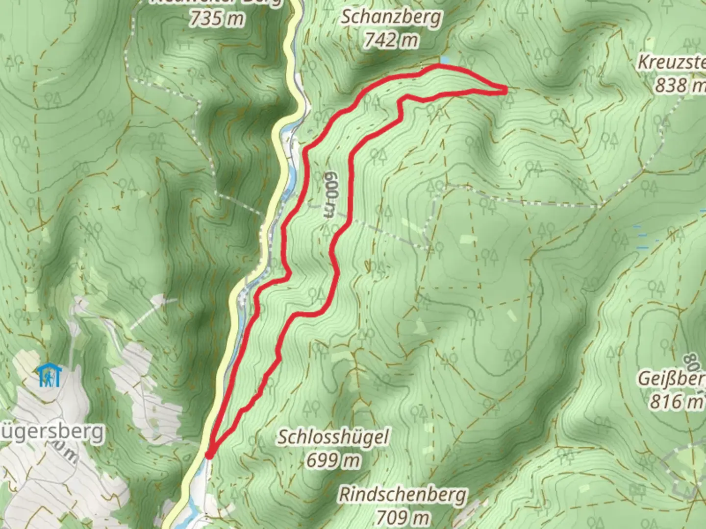 An image depicting the trail Sophienthal Rundwanderweg and its surrounding area.