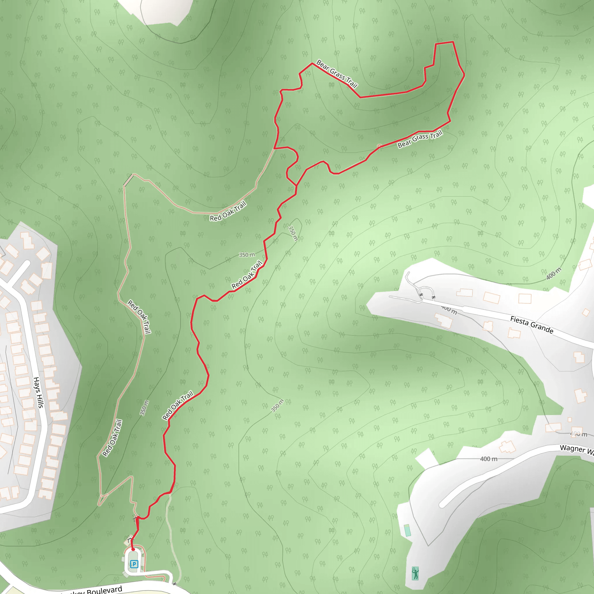Bear Grass Loop via Red Oak Trail mobile static map