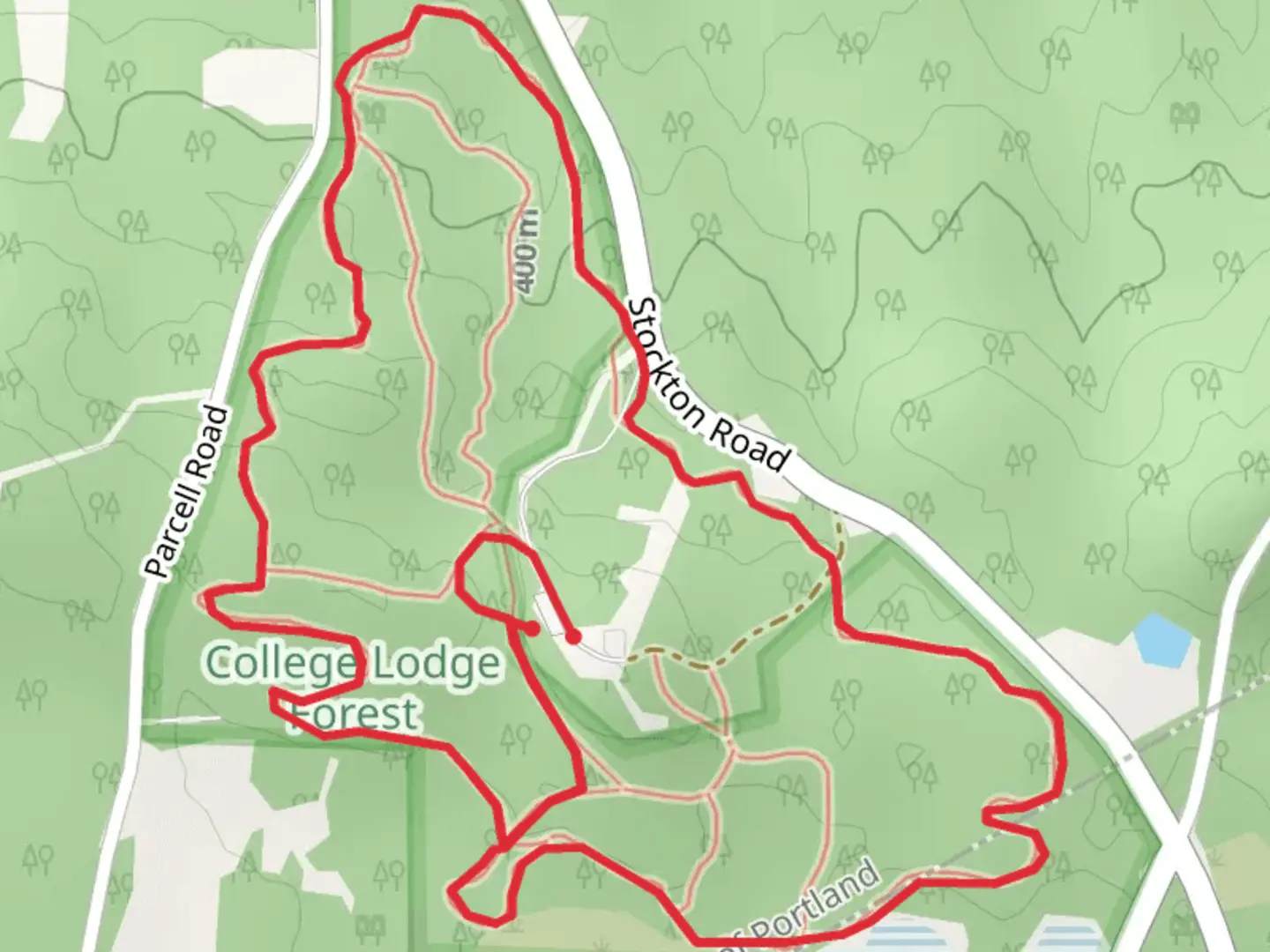 An image depicting the trail Parcell Road Loop and its surrounding area.