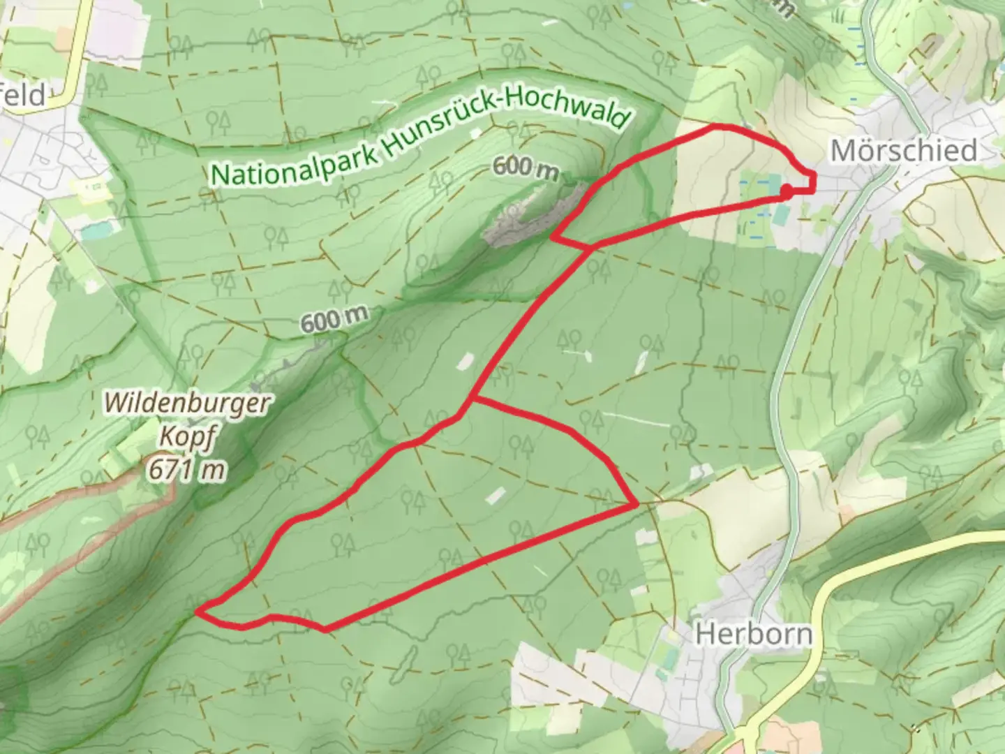 An image depicting the trail Hunsrueckhoehenweg and Saar Hunsrueck Steig and its surrounding area.