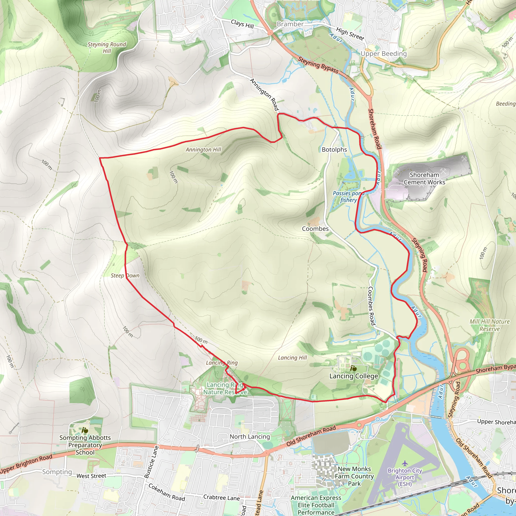 Coombes Country Park Loop mobile static map
