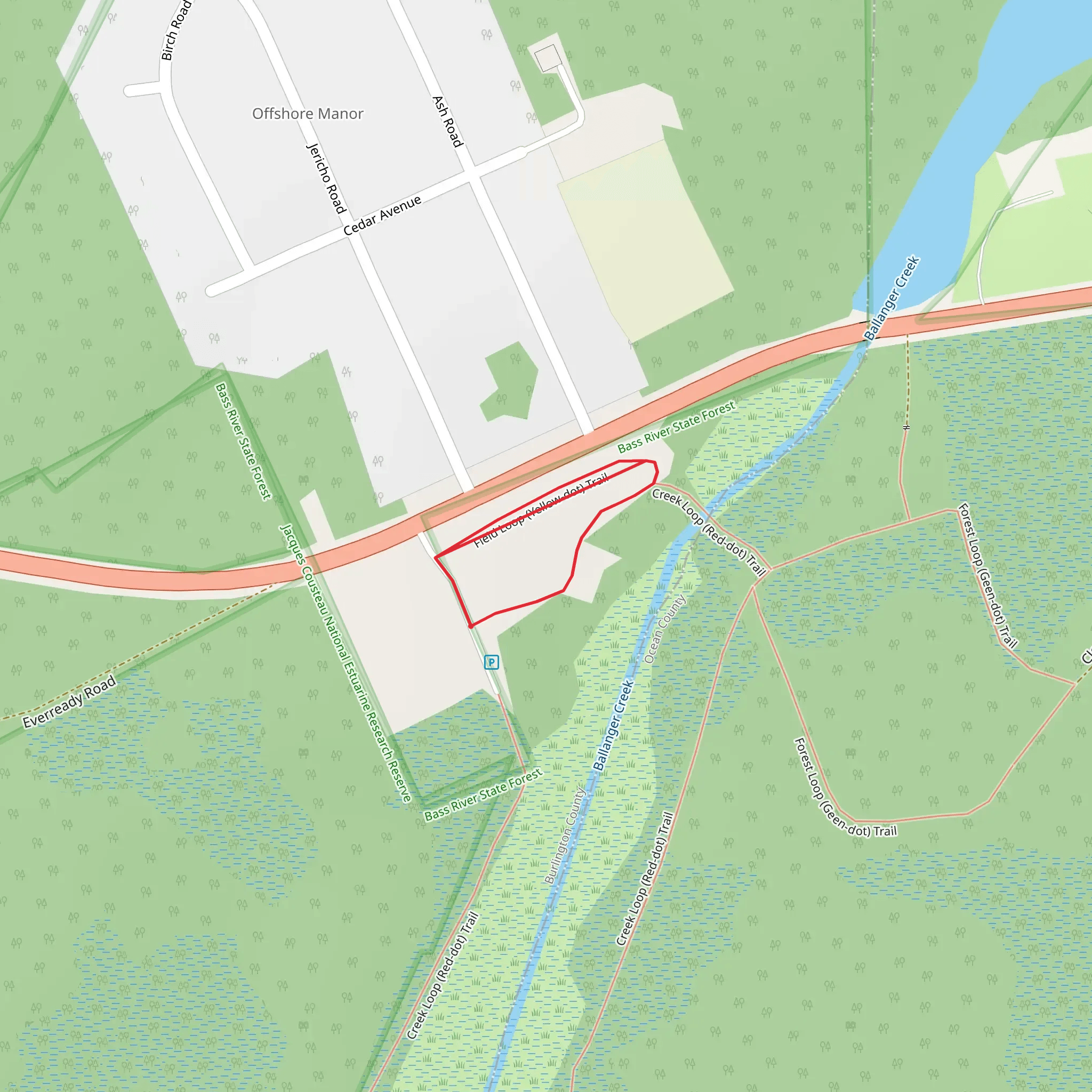 Field Loop - Yellow-dot Loop Trail mobile static map