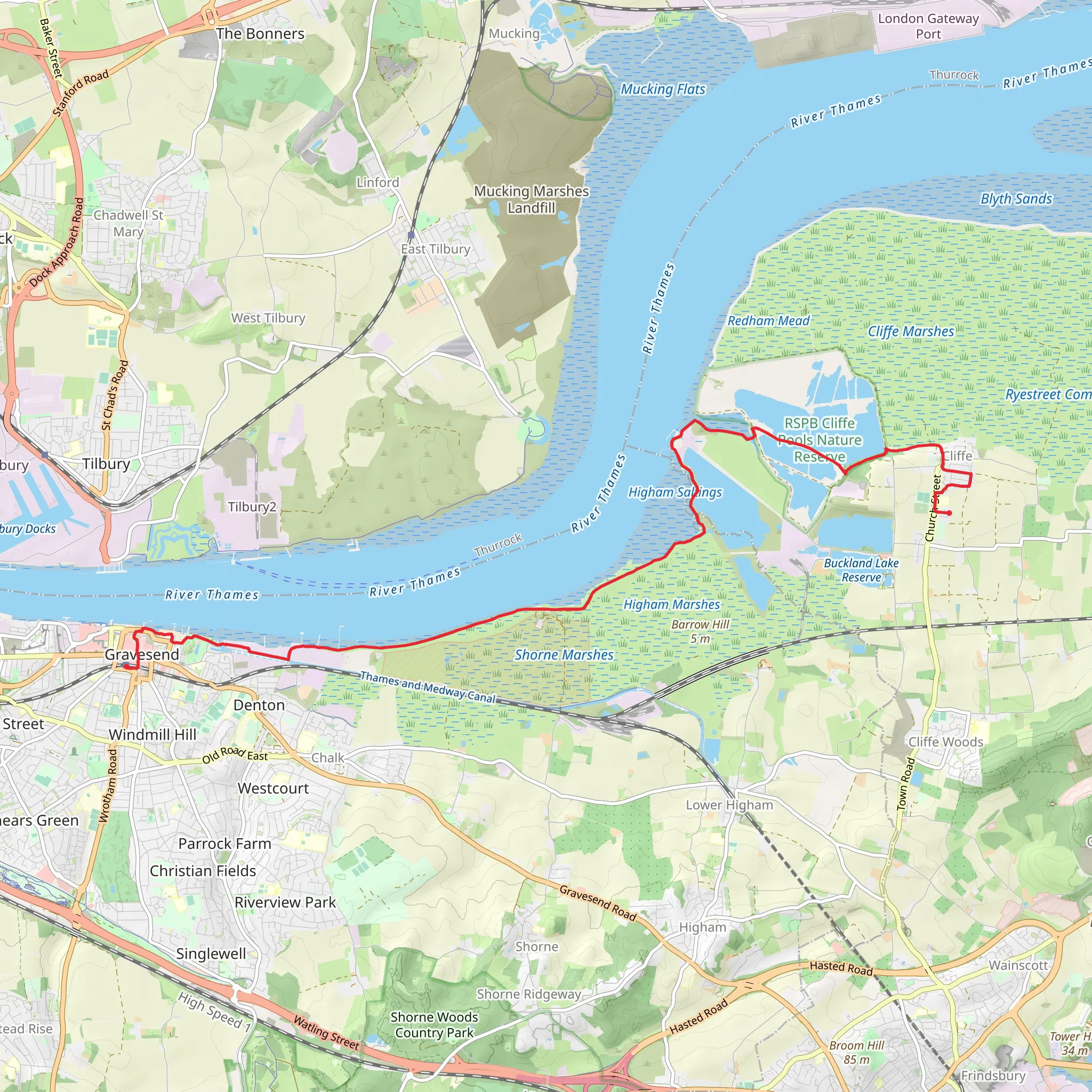 Saxon Shore Way - Gravesend to Cliffe mobile static map