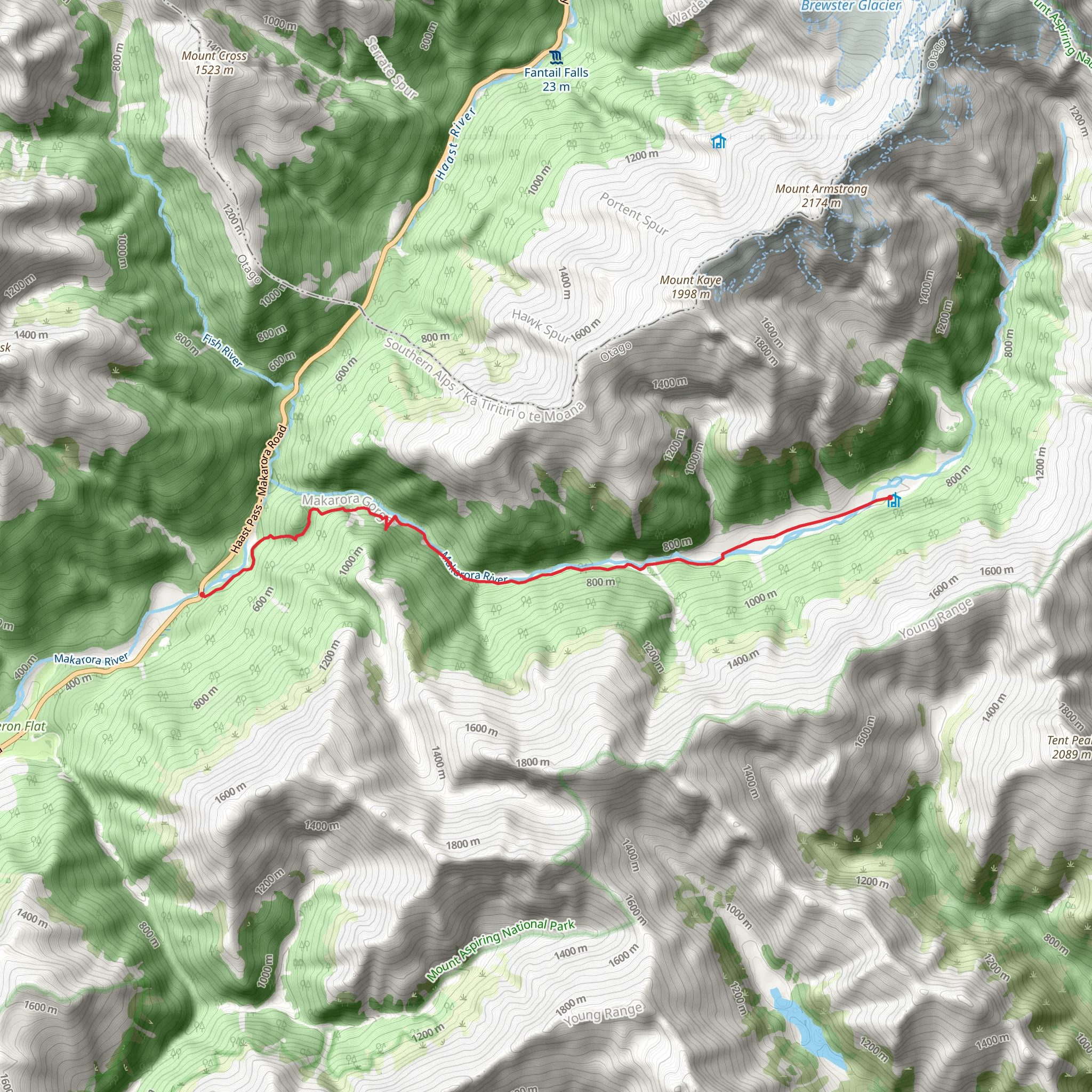 Makarora Valley Track mobile static map