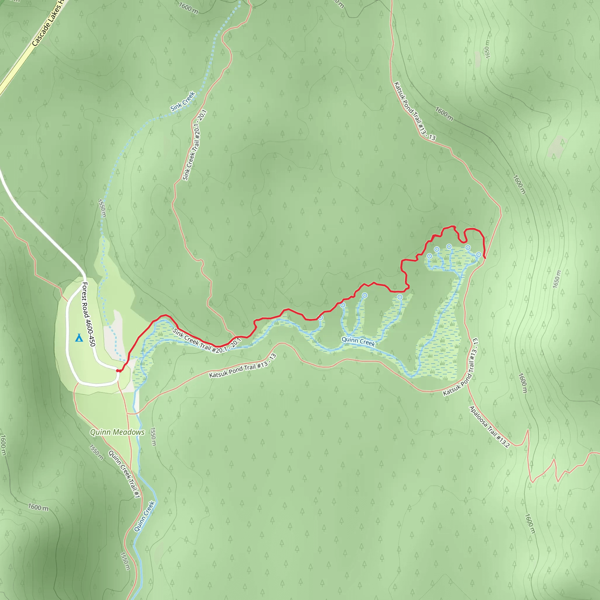 Quinn Springs via Sink Creek Trail mobile static map