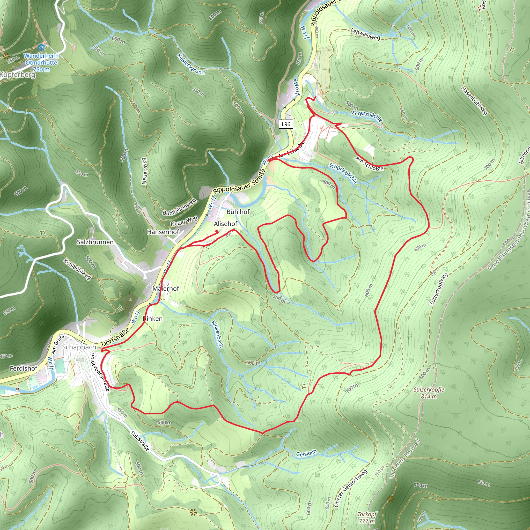 Fernsichten Tour and Boersighof Kuechele Loop mobile static map