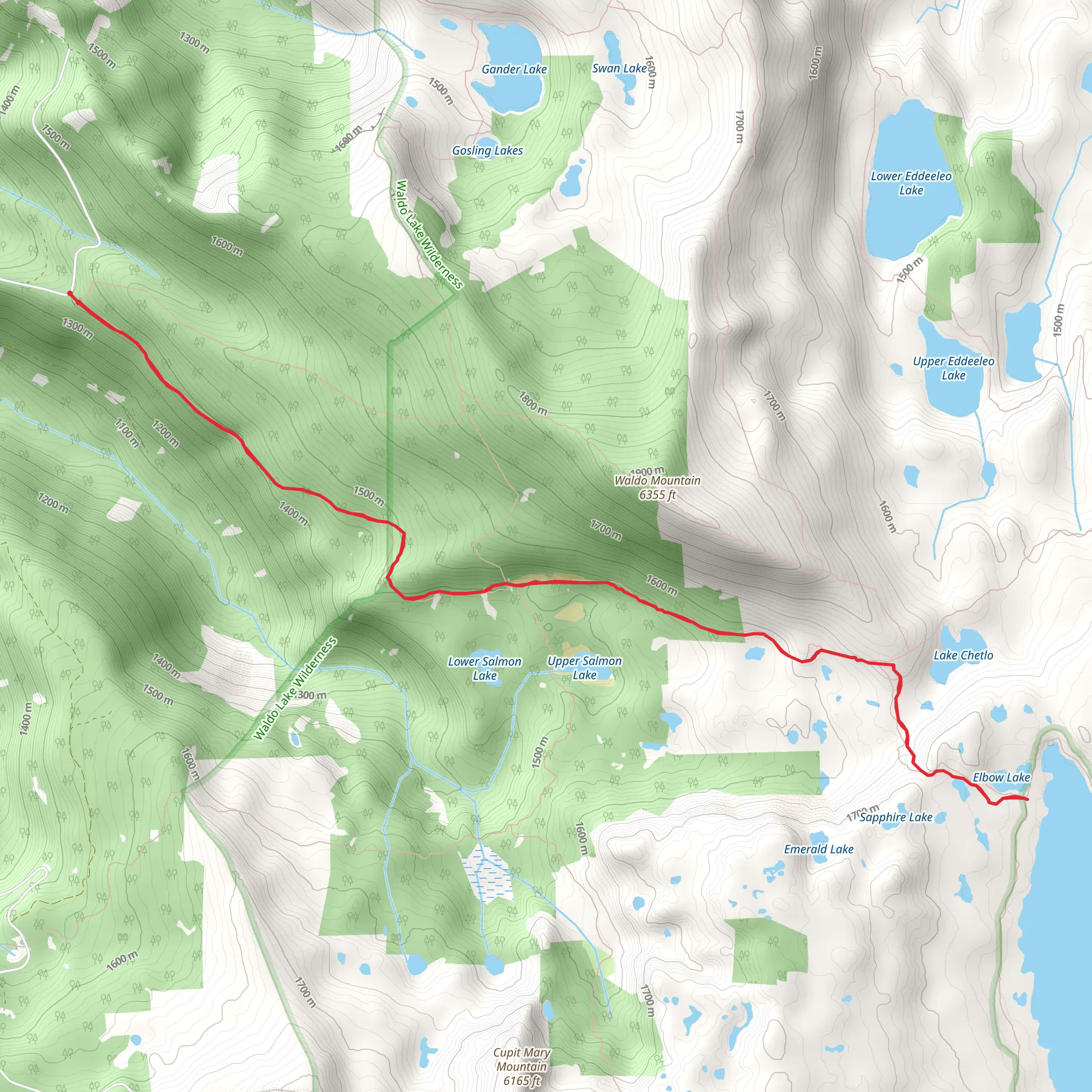 Salmon Lakes Trail mobile static map