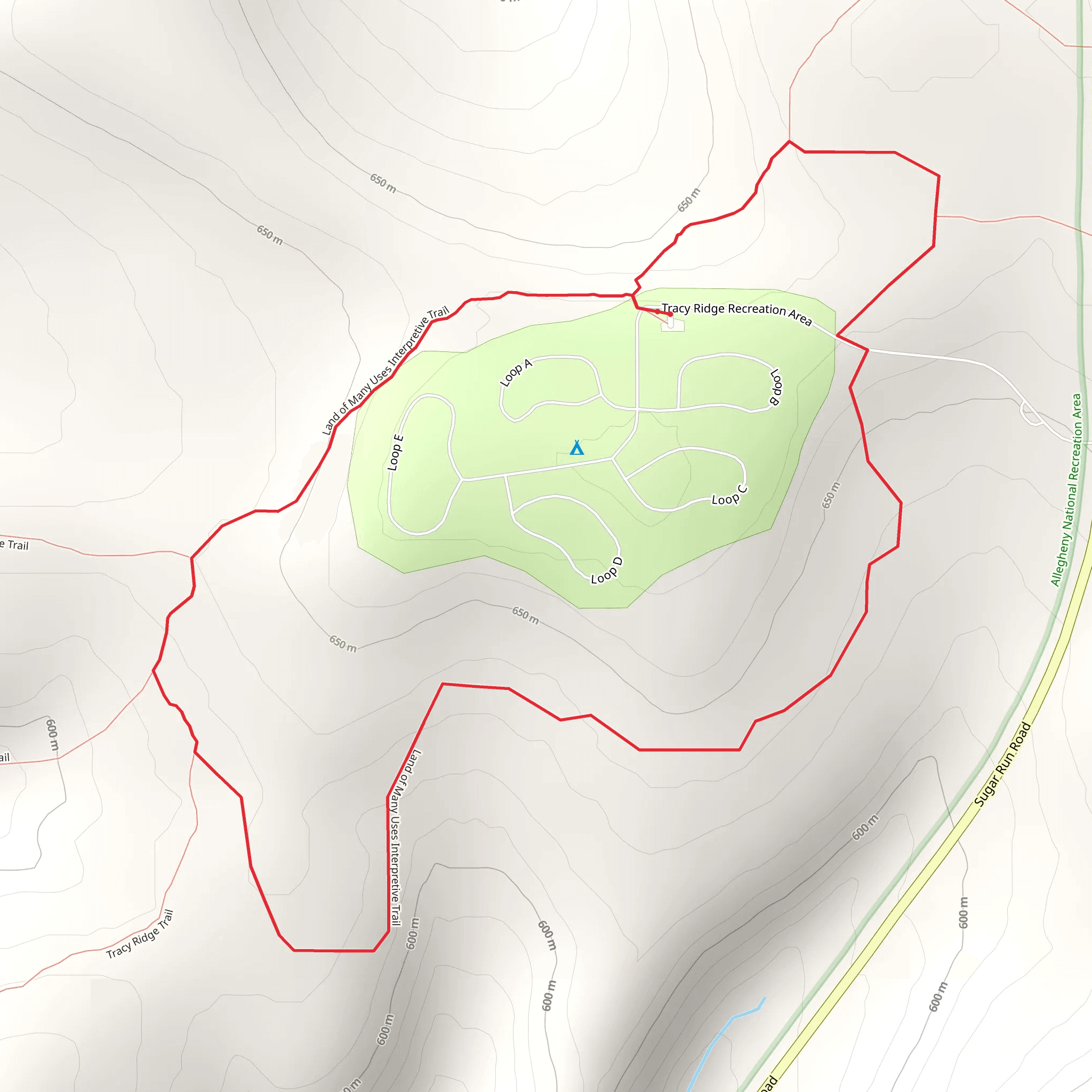 Land of Many Uses Trail mobile static map