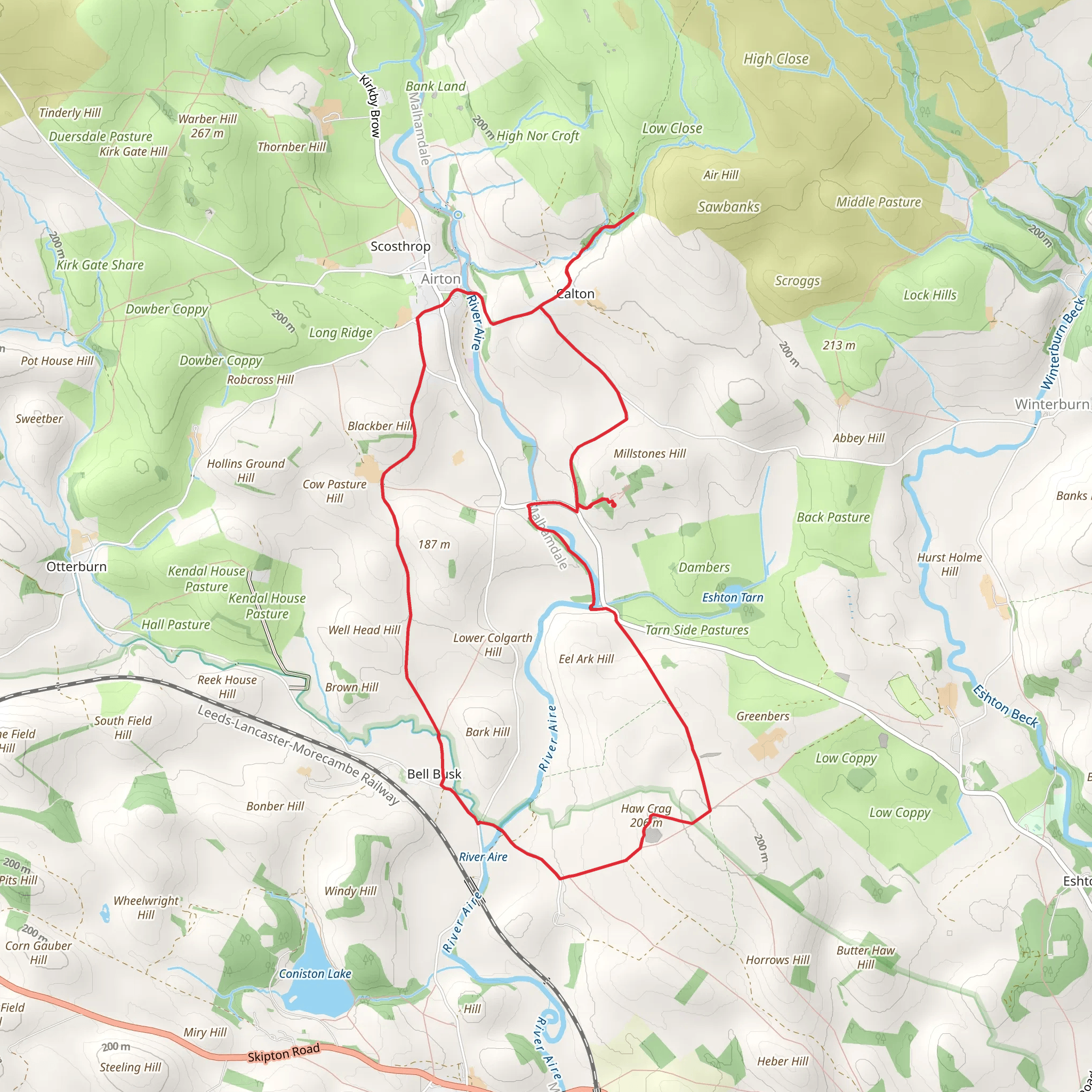 Fass Gill, Kiln Hill and Haw Crag Loop mobile static map