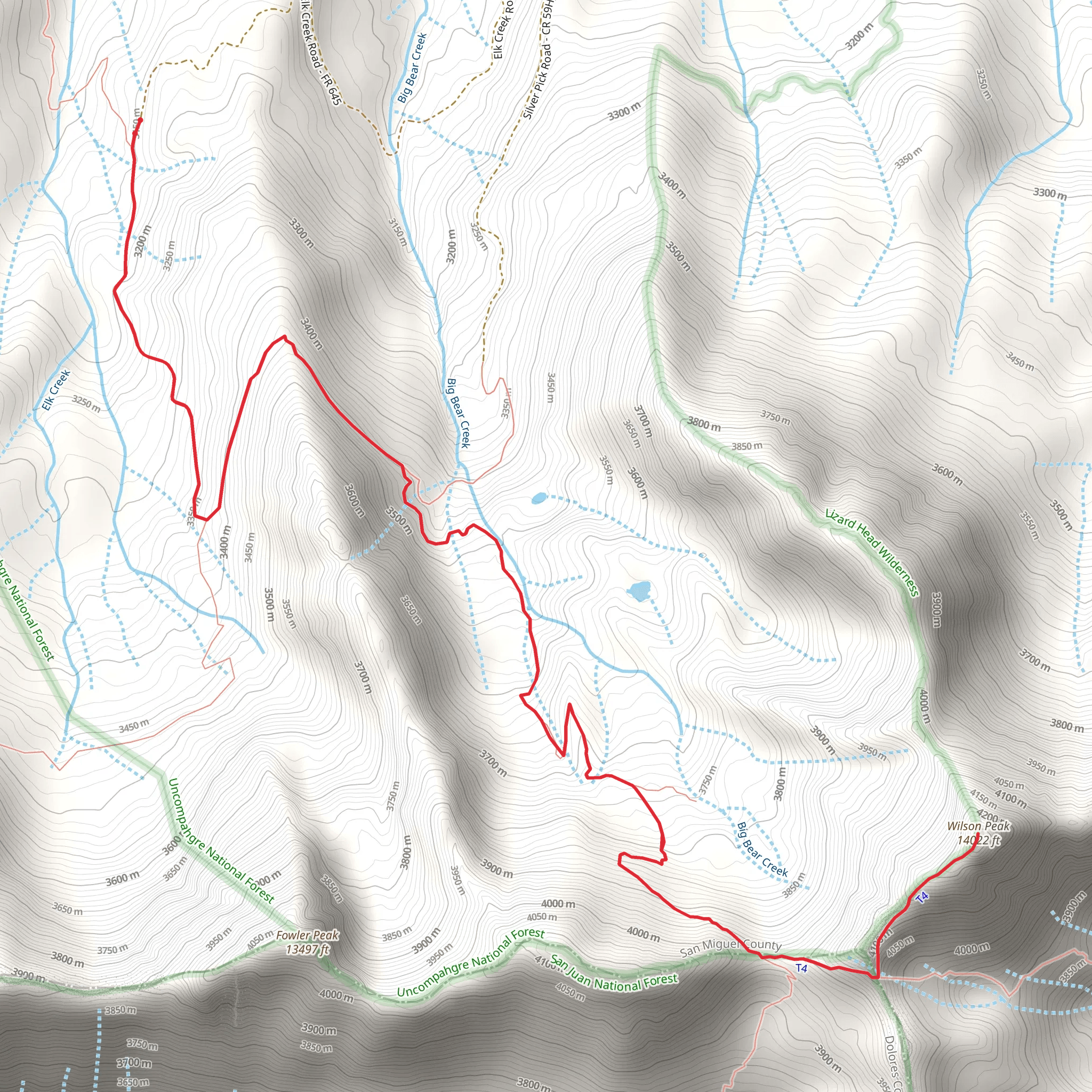 Wilson Peak via Rock of Ages Trail mobile static map