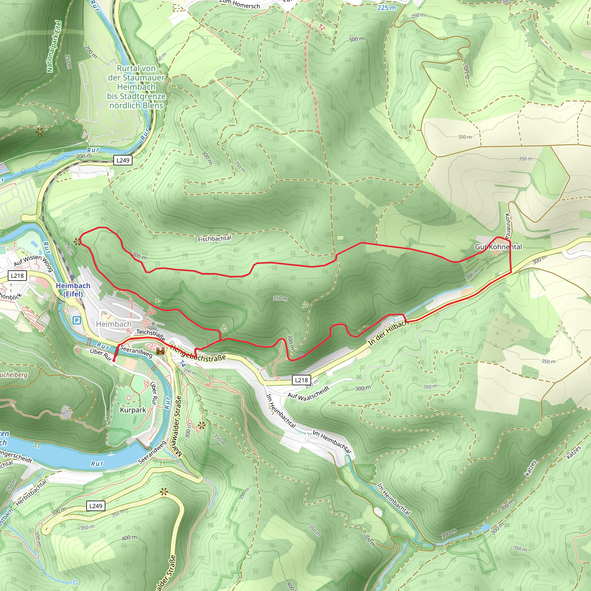 Im Kohnertal and Heimbacher Burgen Loop mobile static map