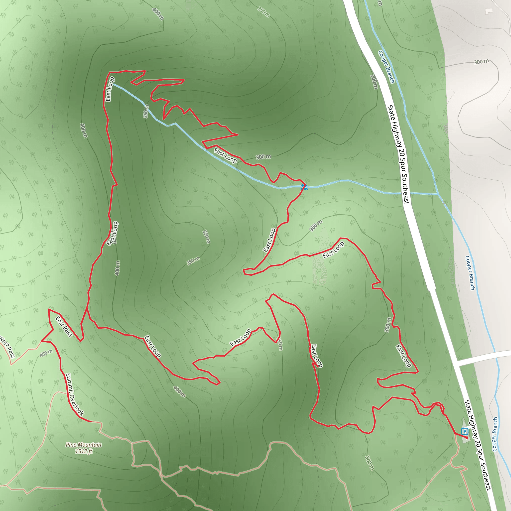 Pine Mountain via East Loop mobile static map