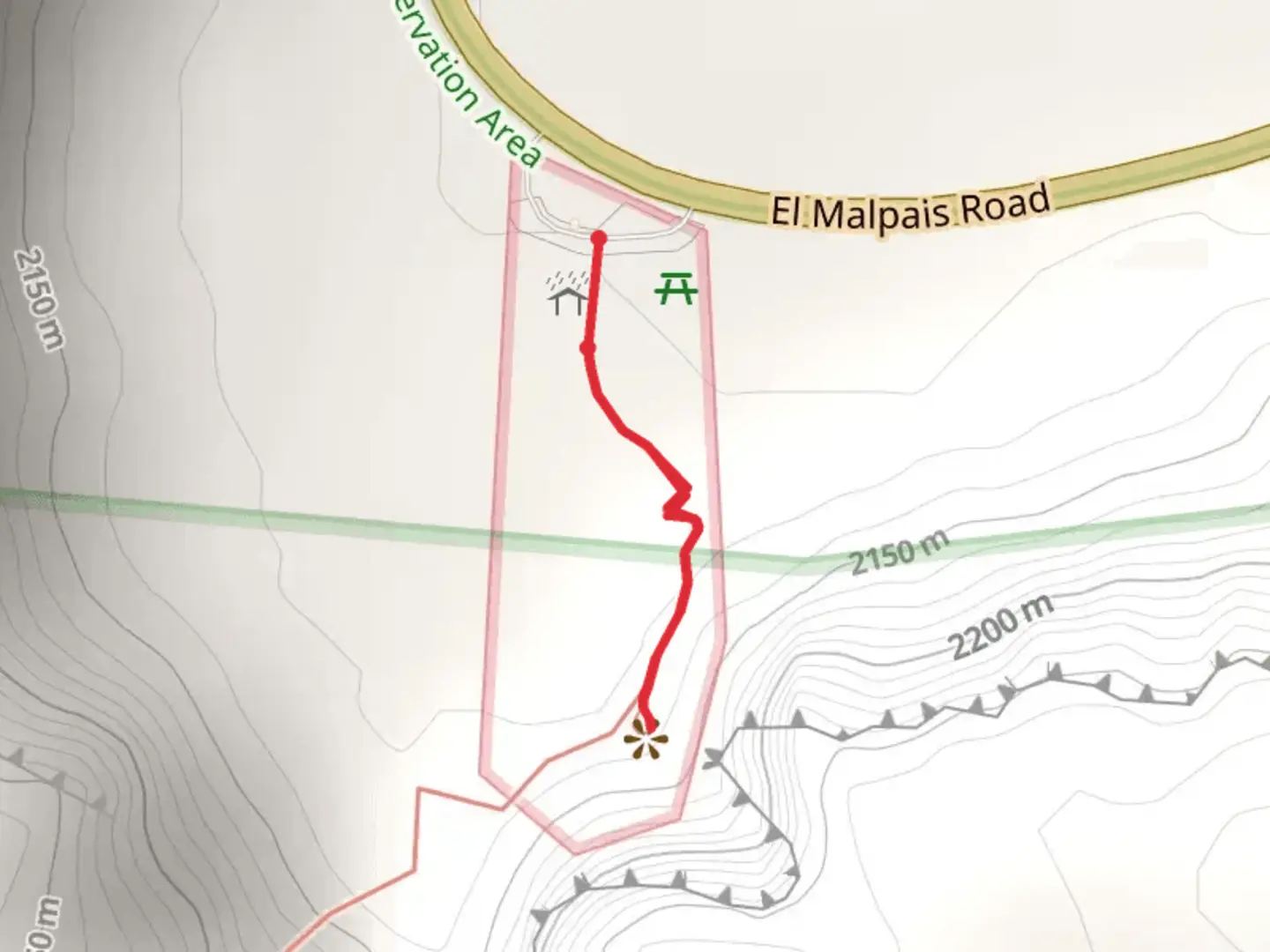 An image depicting the trail El Malpais Road and its surrounding area.