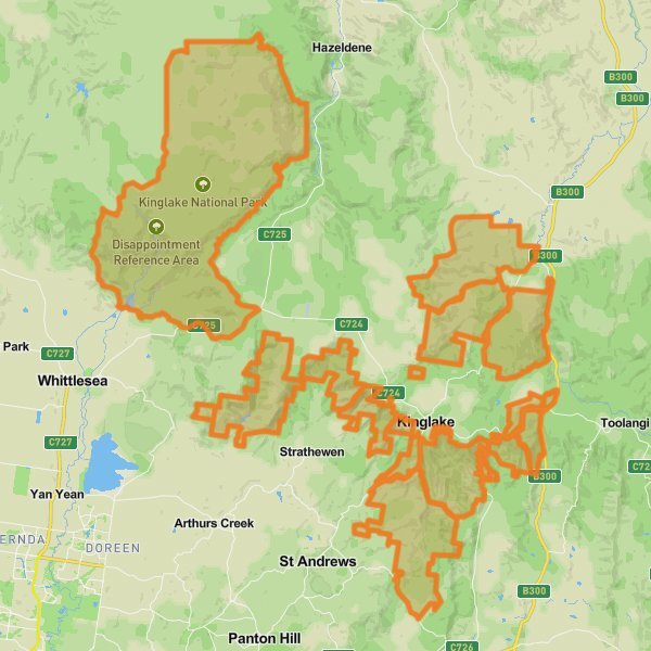 Kinglake National Park mobile static map