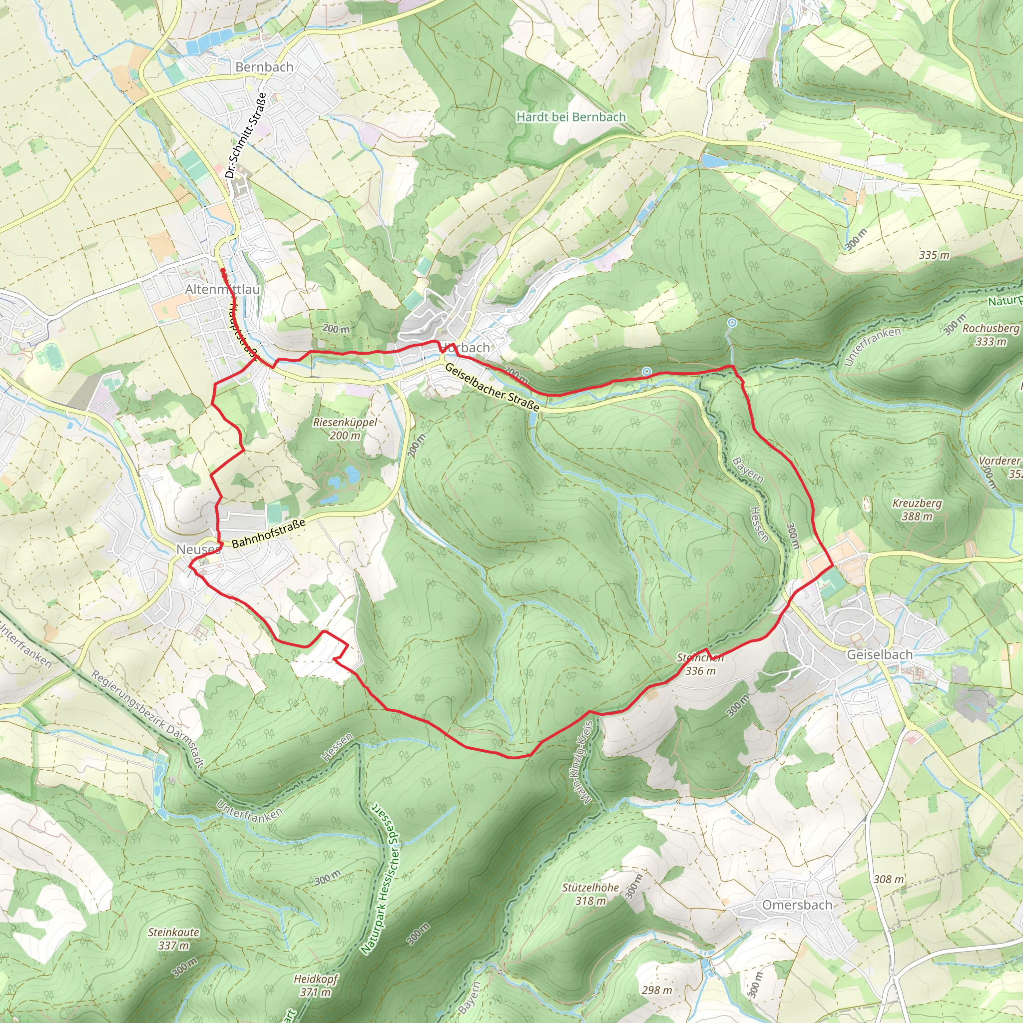 Birkenhainer Straße and Spessartbogen Hauptroute mobile static map