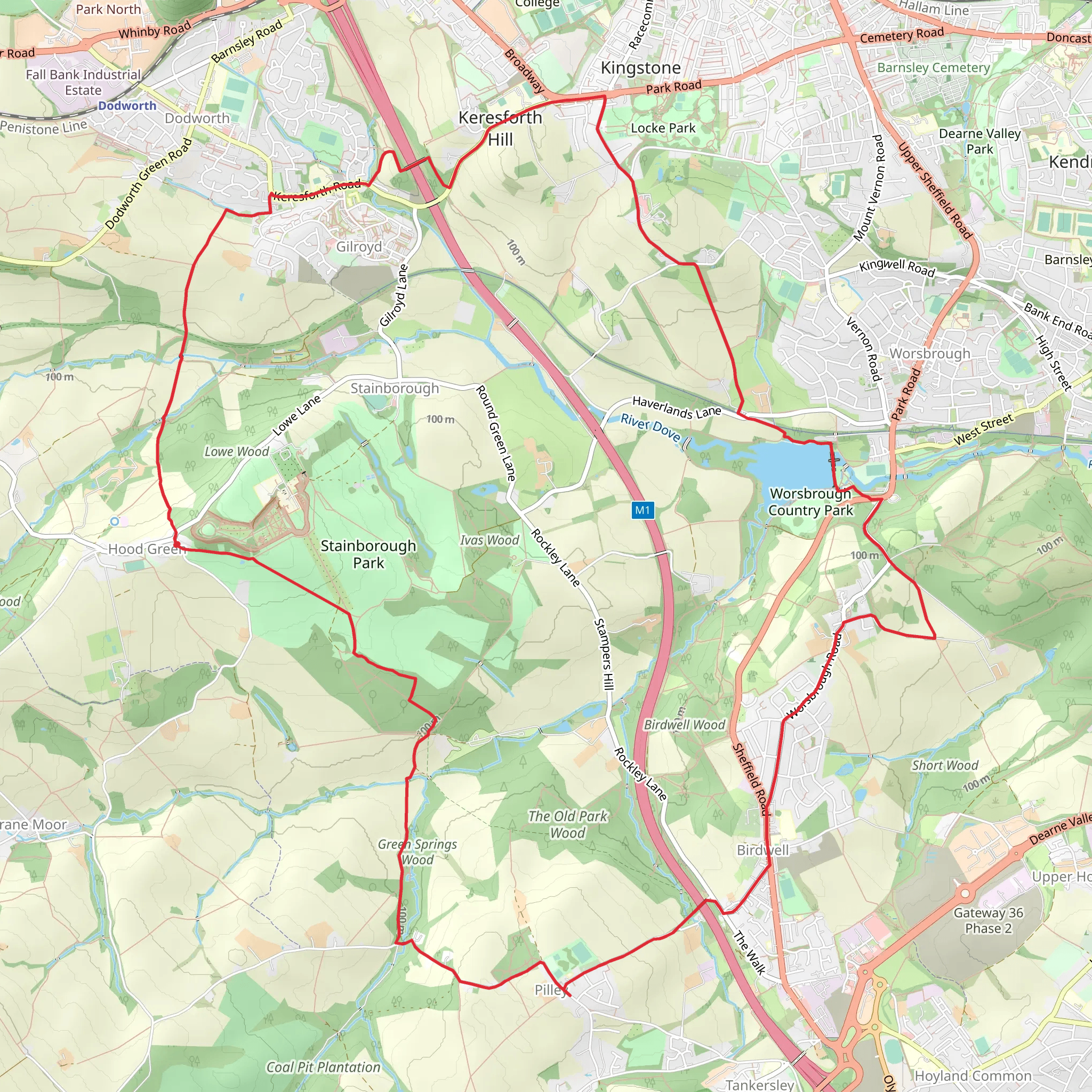 Broom Royd Wood and Worsbrough Reservoir Loop mobile static map