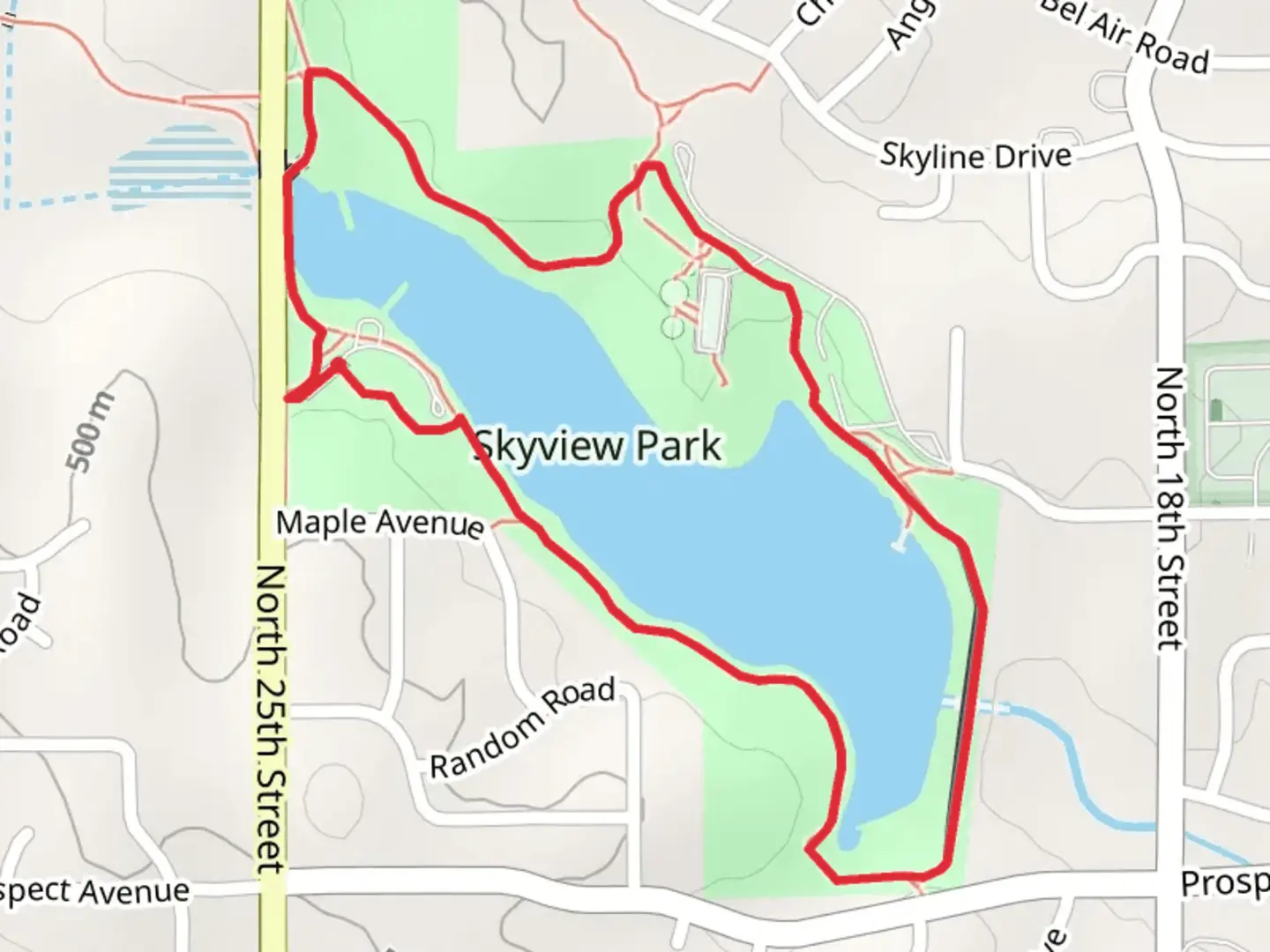 An image depicting the trail Skyview Lake Loop and its surrounding area.