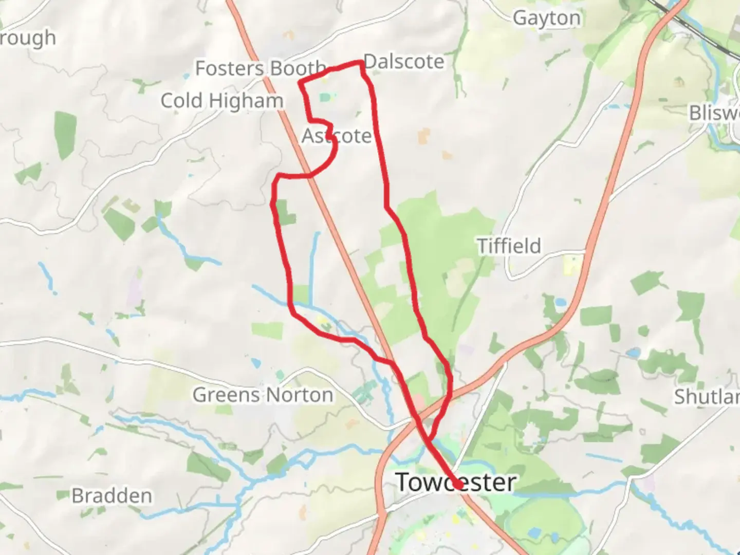 An image depicting the trail Greens Norton Country Park Loop and its surrounding area.