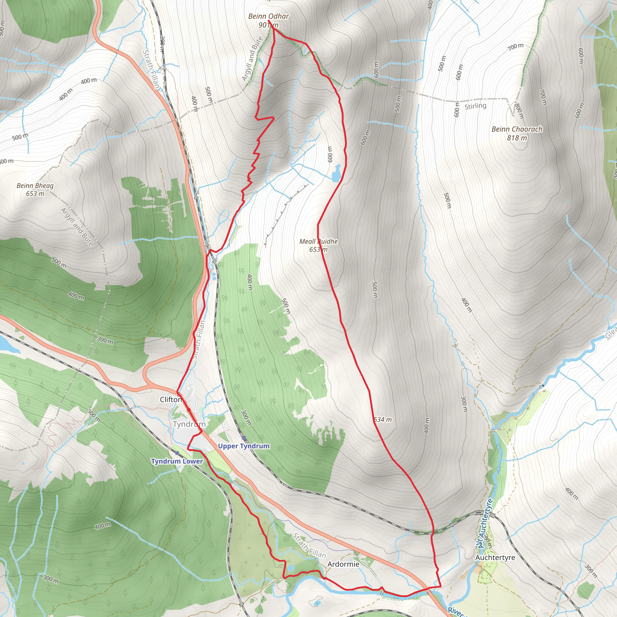 Creag Mac Ranaich and Meall an t - Seallaidh Loop mobile static map