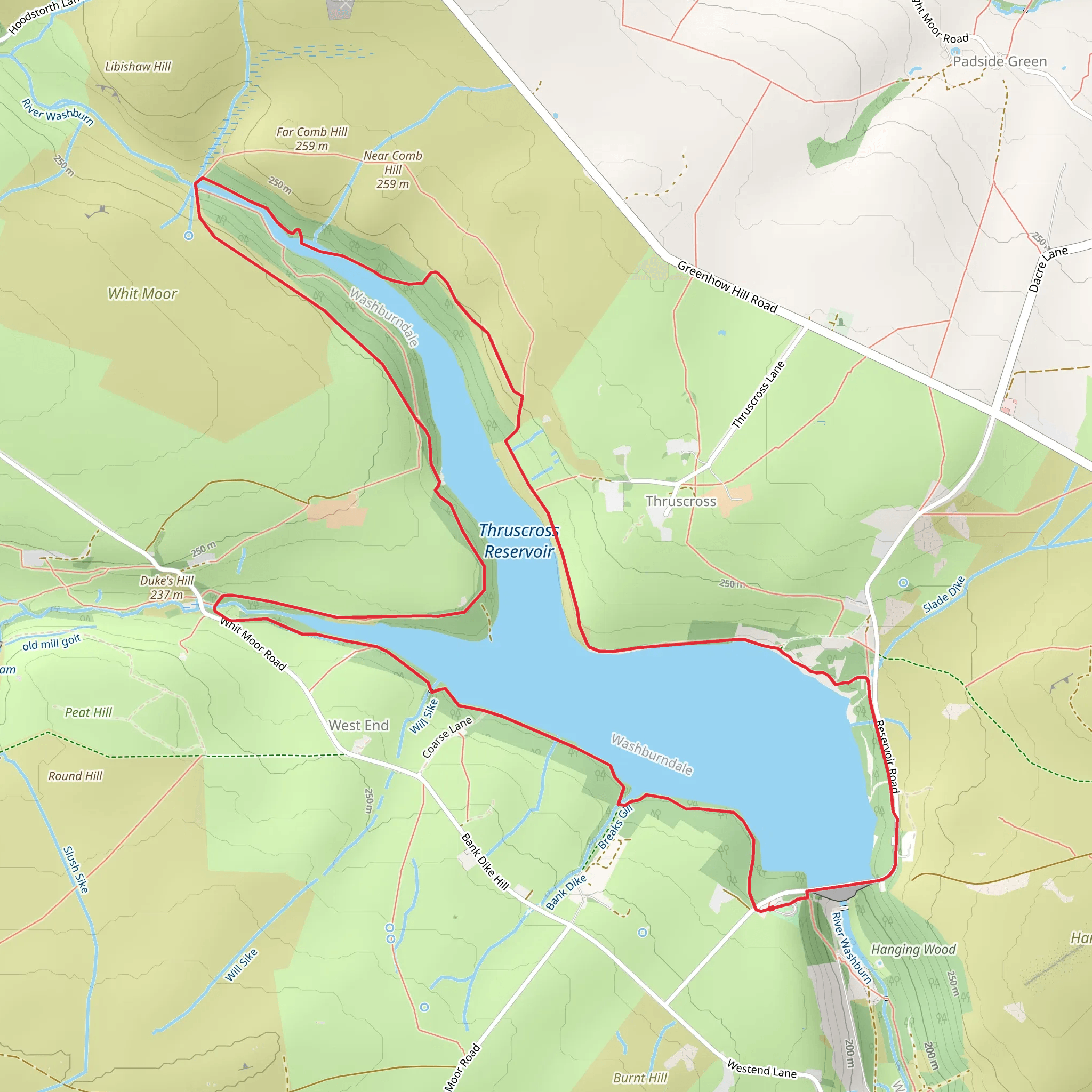 Thruscross Reservoir Loop mobile static map