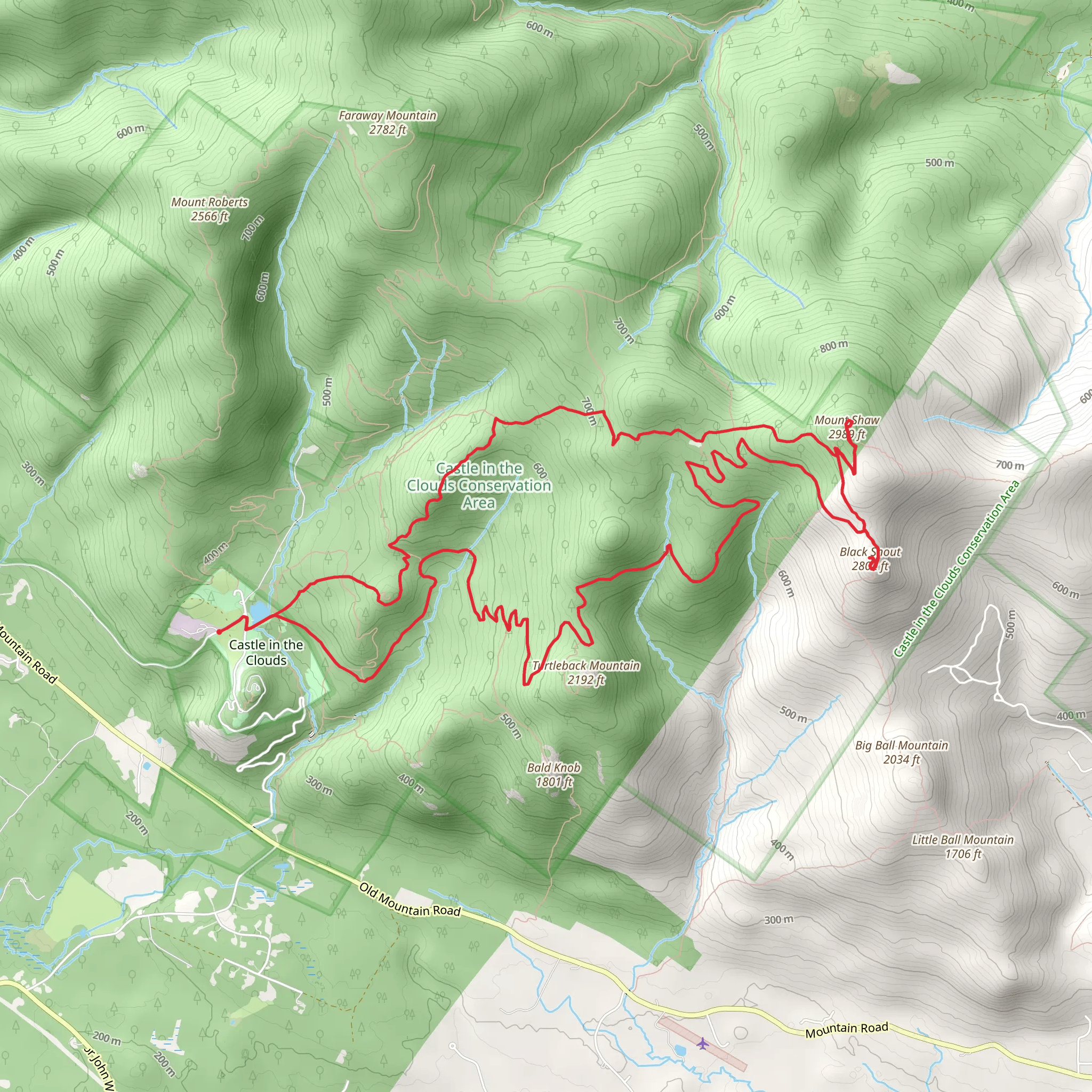 Mount Shaw and Black Snout Trail Loop from Shannon Pond mobile static map