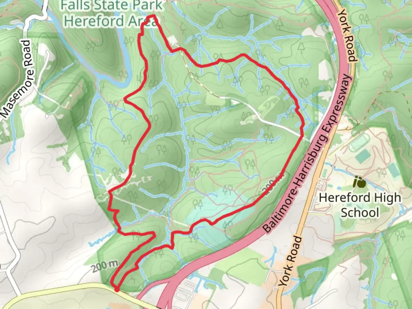 An image depicting the trail Bunker Hill Trail blue - Mingo Fork Loop and its surrounding area.