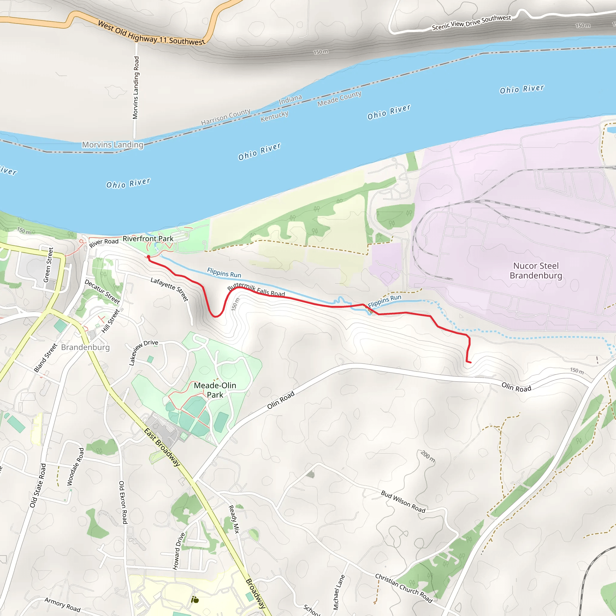 Walk along Flippins Run mobile static map