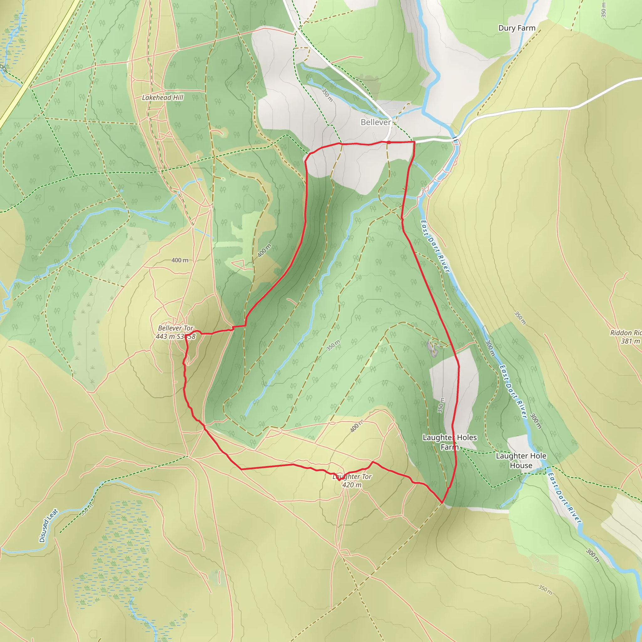 Bellever and Laughing Tors from Bellever mobile static map