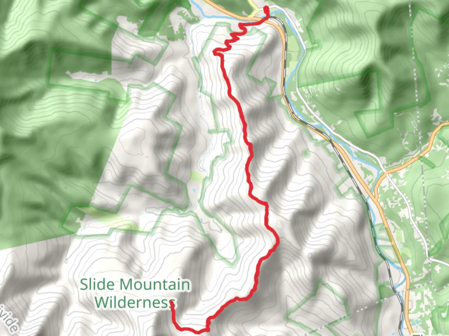 An image depicting the trail Cross Mountain from Phoenicia Trail and its surrounding area.